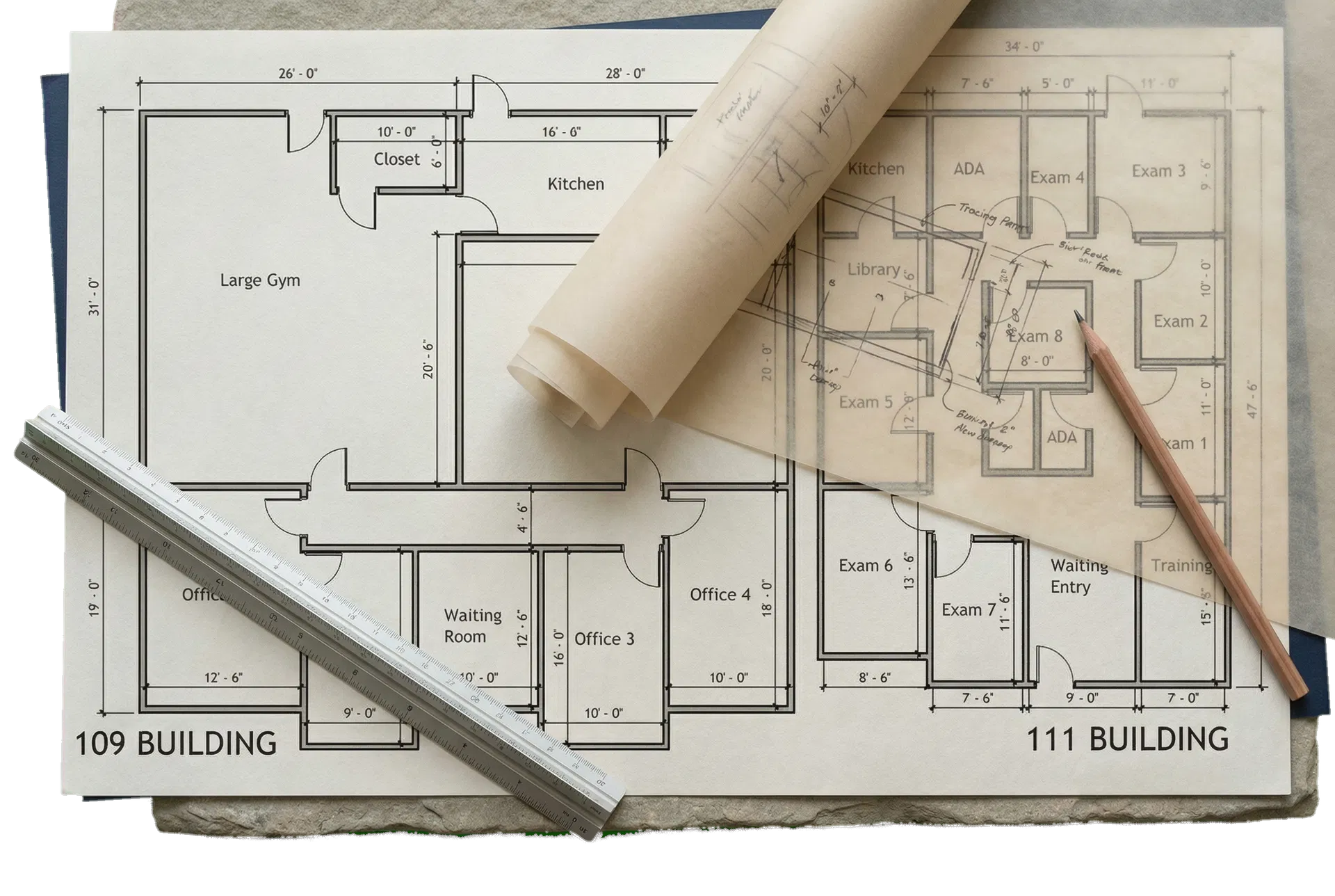 Architectural still life inspired by the property floor plan