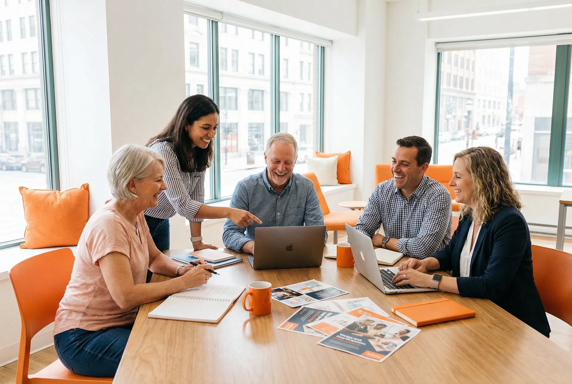 The Sparkplug Marketing team collaborating on digital marketing strategy
