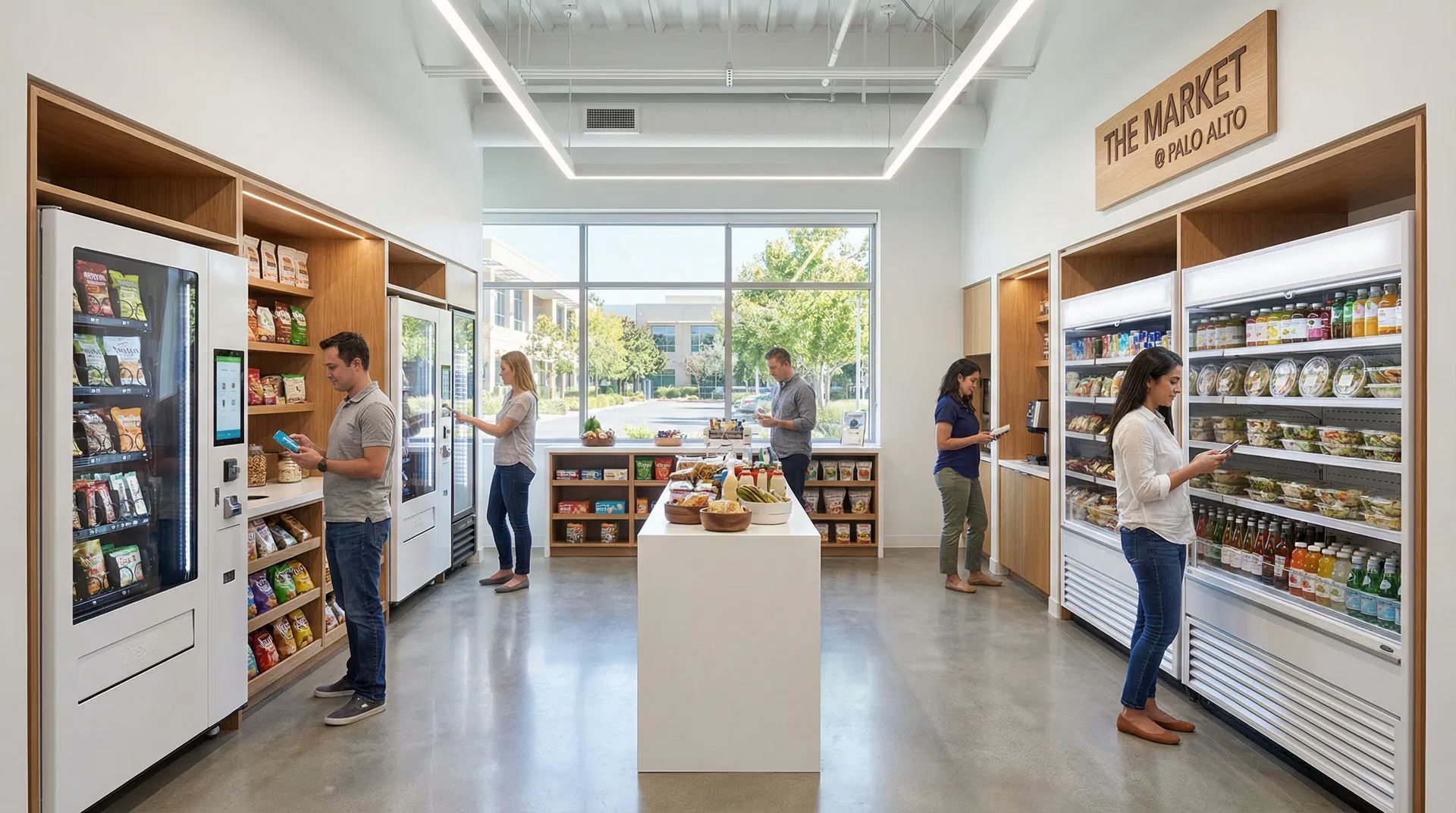 Modern micro market with smart vending machines