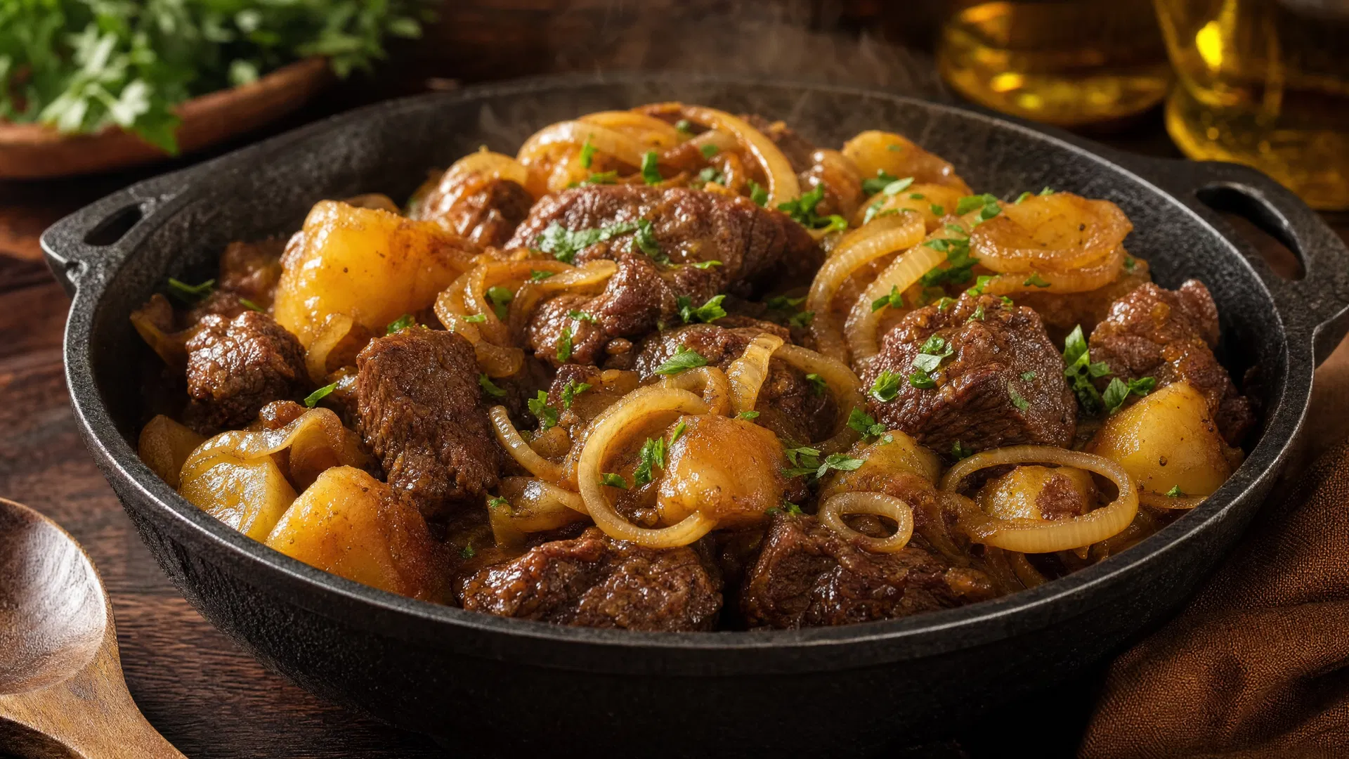Acém com Cebolas e Batatas
