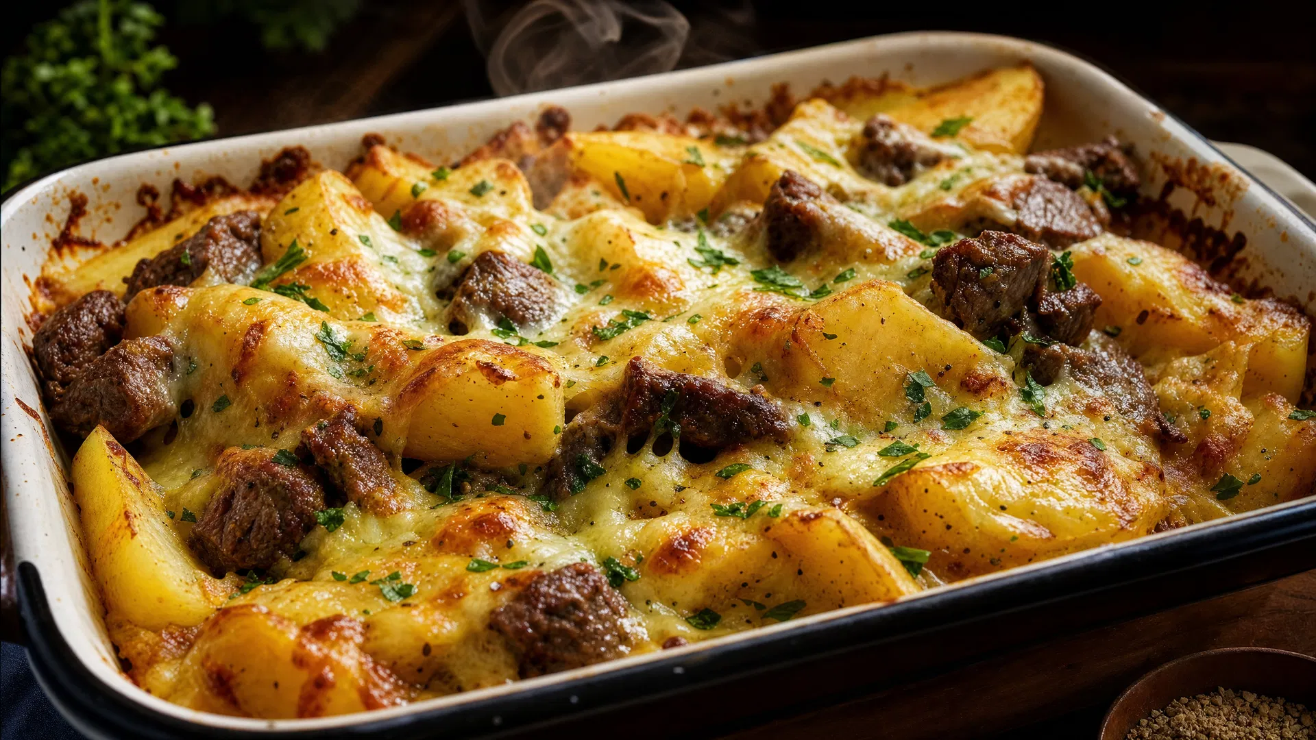 Carne com Batata e Queijo