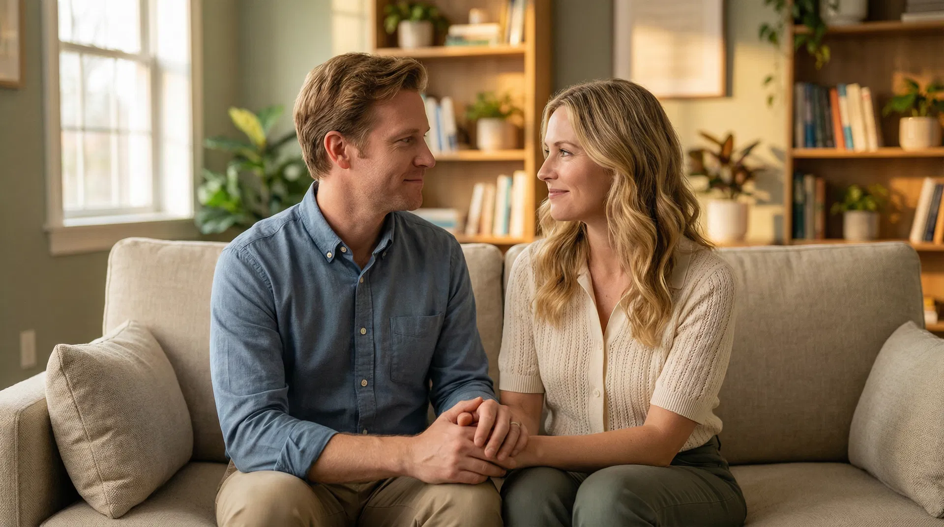 Couple reconnecting in therapy — Las Vegas counseling