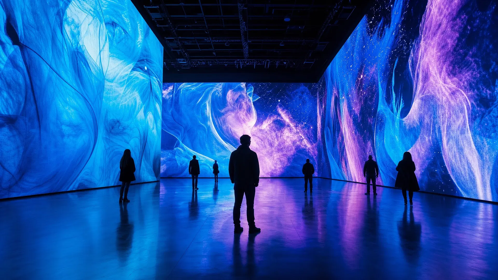 Immersive LED art installation in a commercial gallery space by onQ Digital