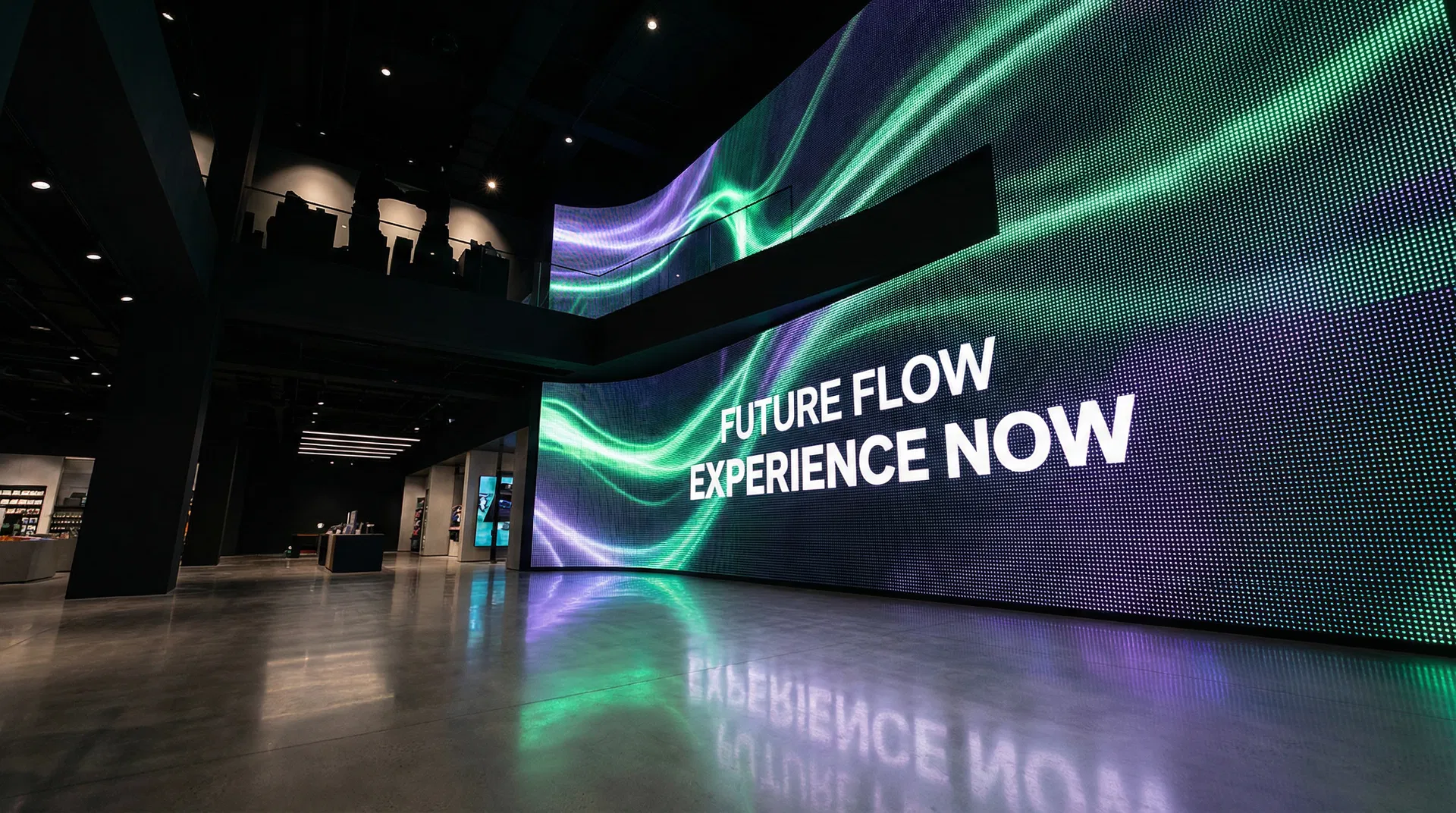 Large format LED wall with motion graphics