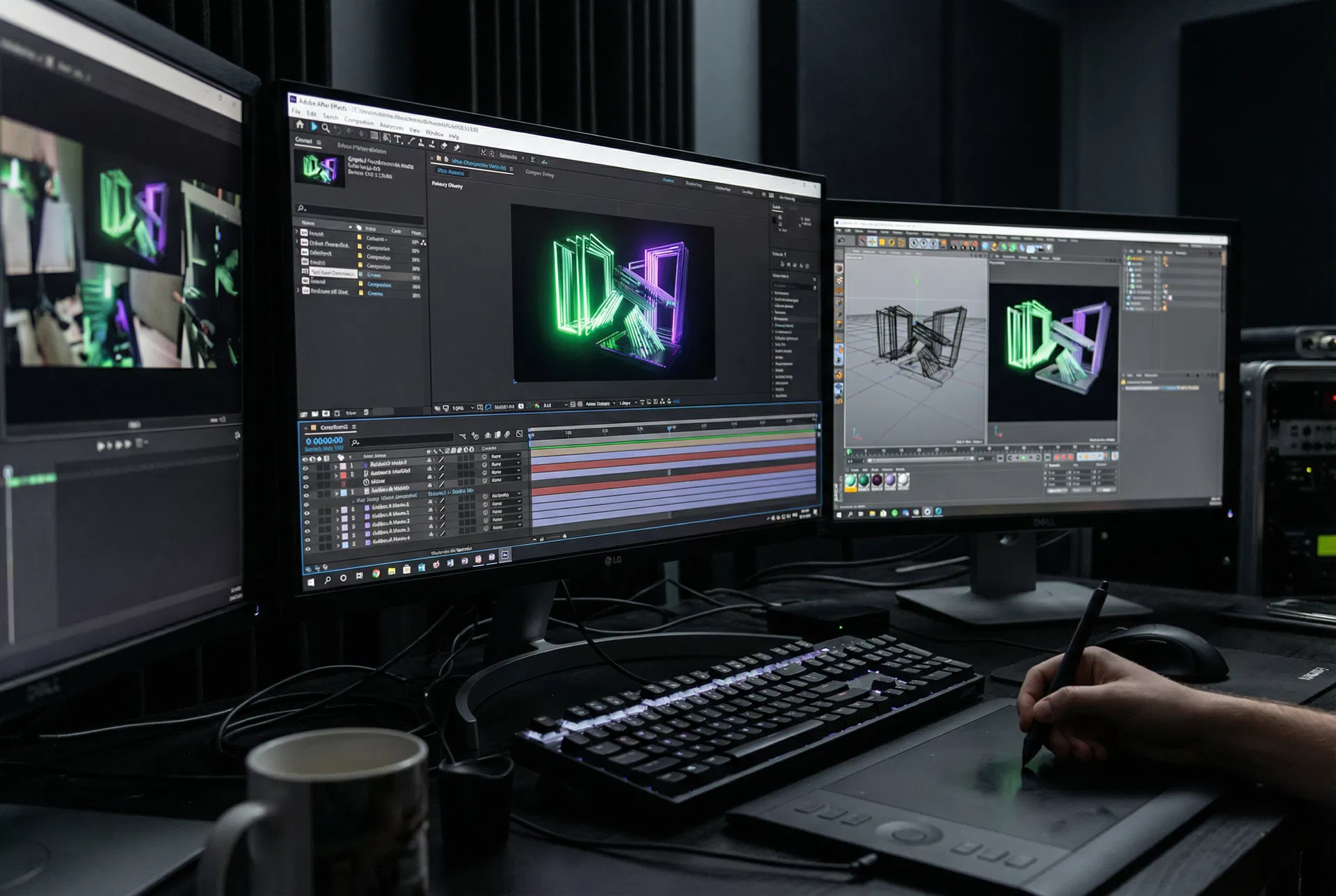 Motion graphics and 3D content production