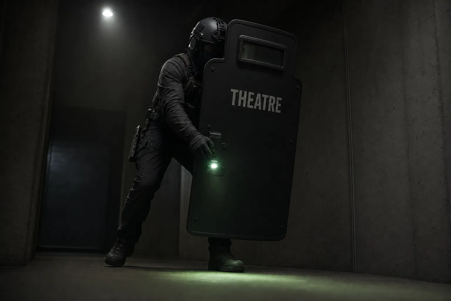 Law enforcement with THEATRE Protectives shield