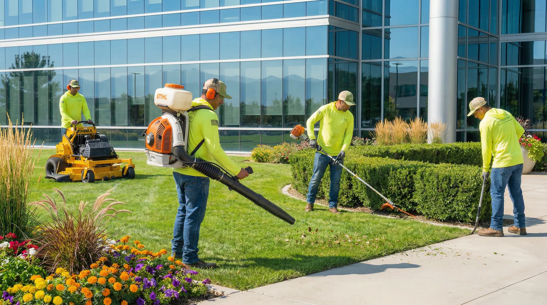 Professional landscape crew at work