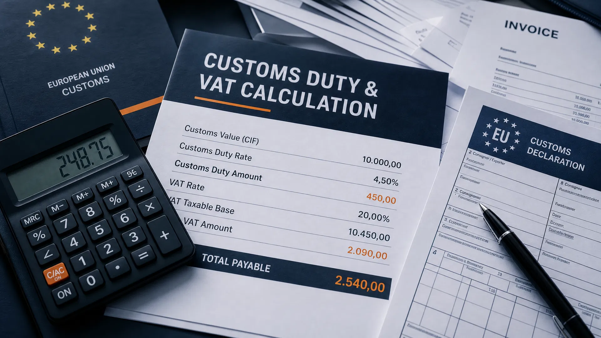 Customs duty and VAT calculation documents — Import VAT Cyprus 2026