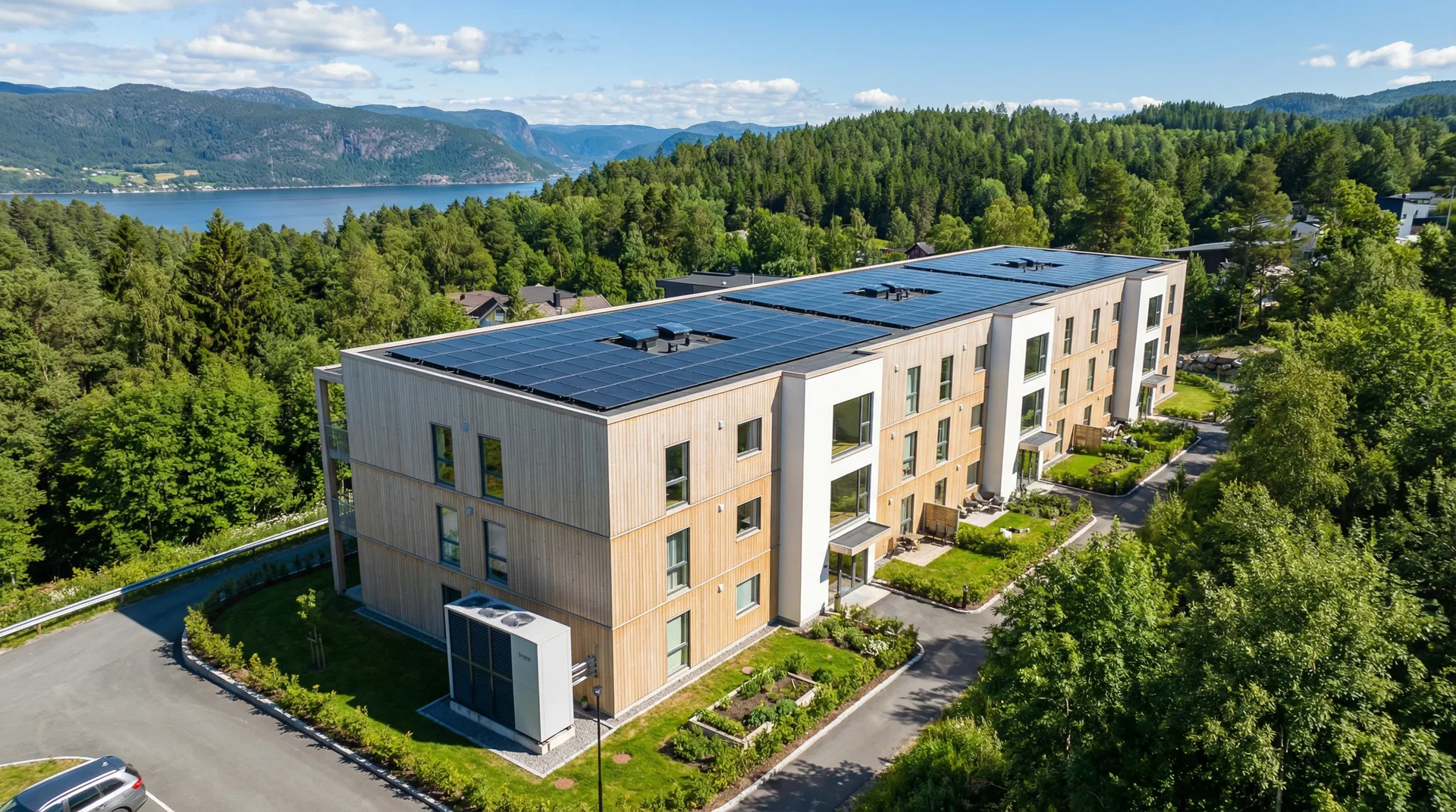 Borettslag med solceller og varmepumpe