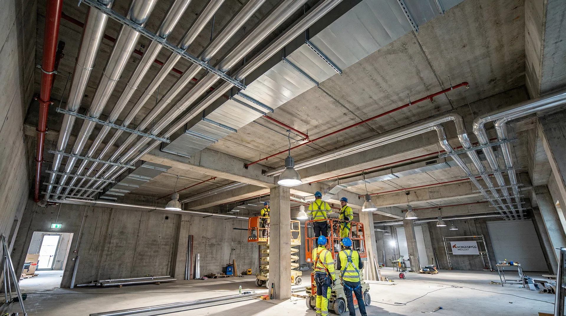 Storskala VVS-installasjon i næringsbygg
