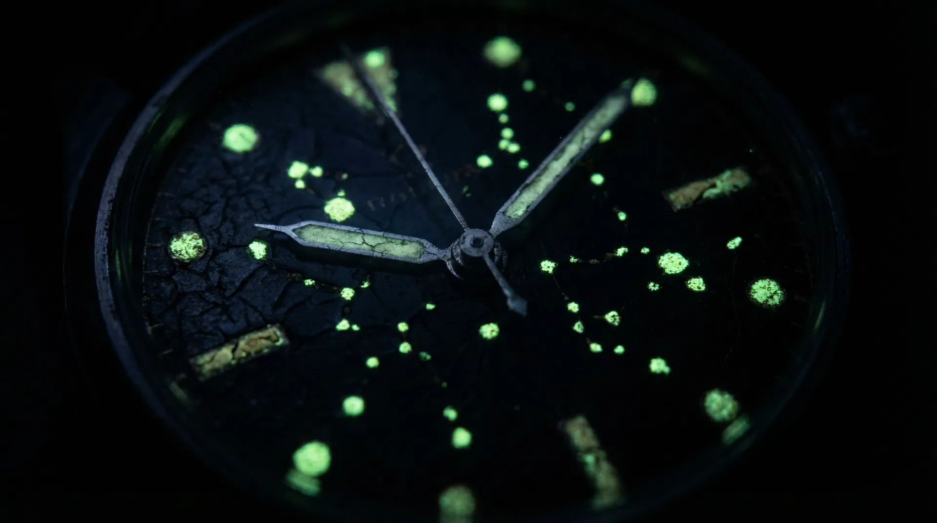 Vintage watch lume under UV light