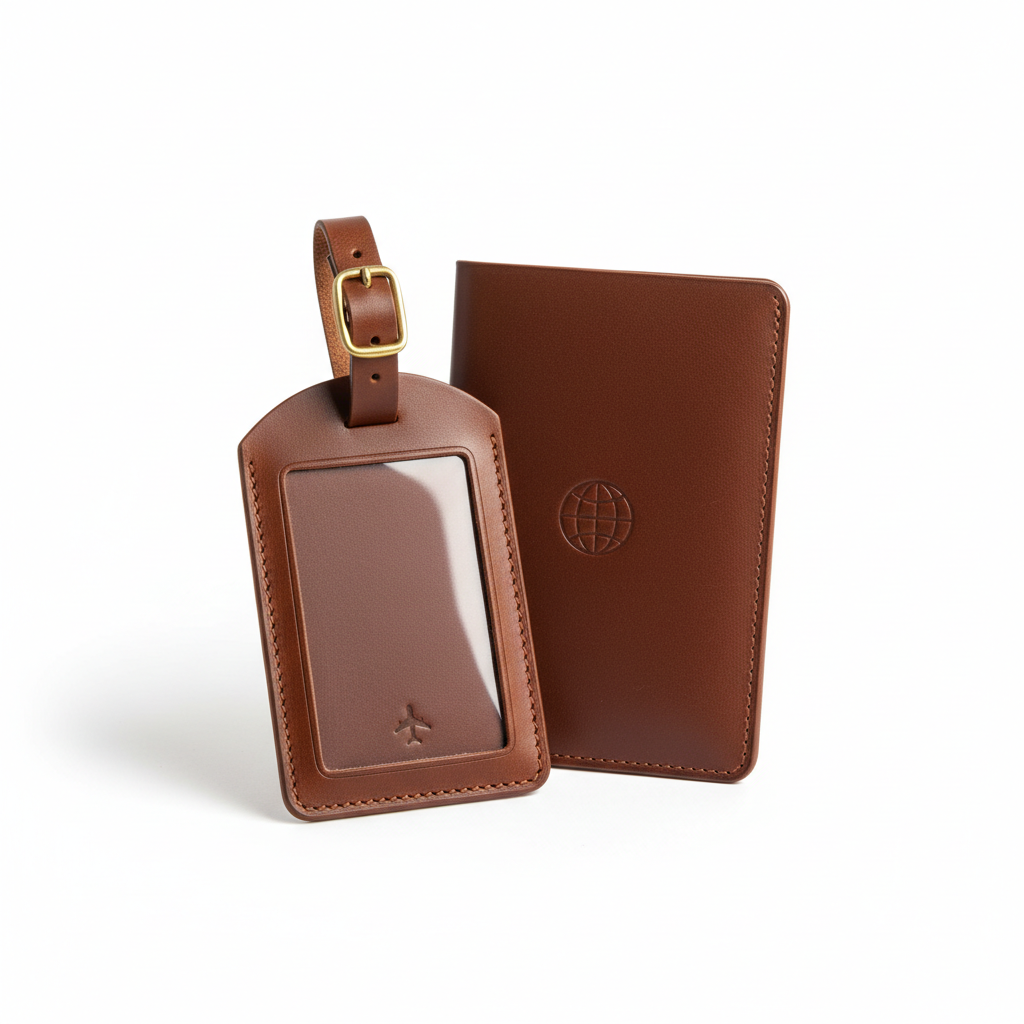 High-Quality Luggage Tag & Passport Holder Set (Leather)