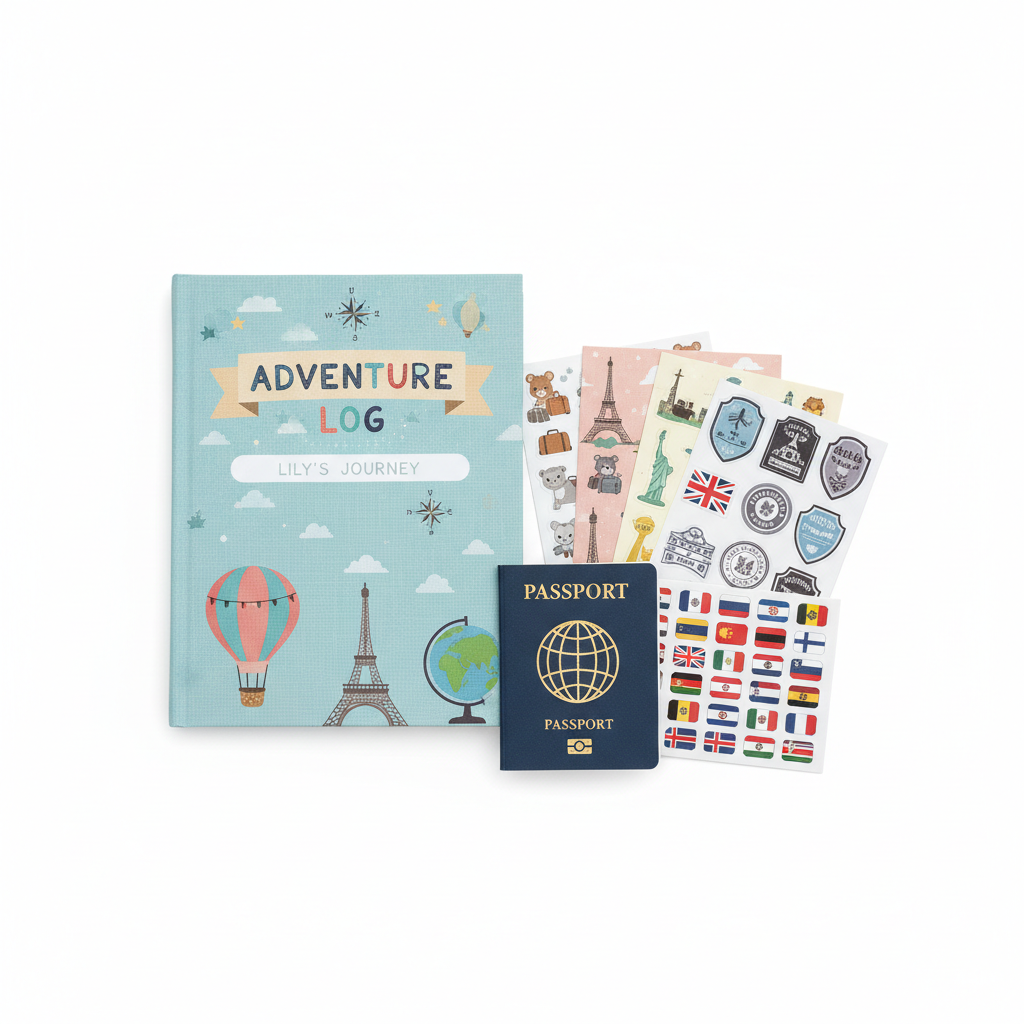 Personalized Kids' Travel Journal & Sticker Set