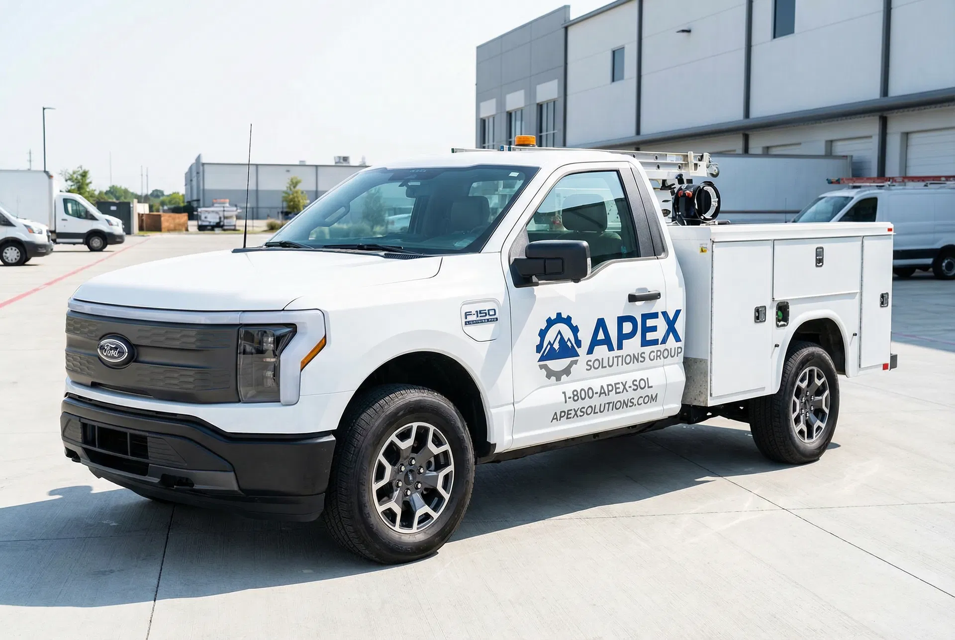 Commercial truck with branded vehicle decals and magnetic door signs