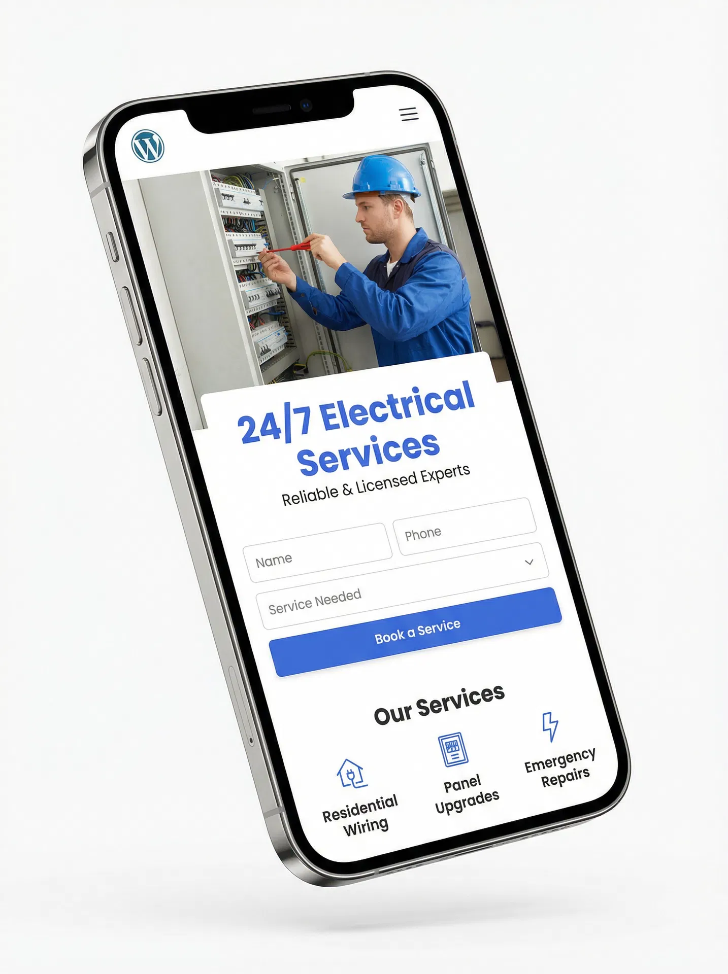 WordPress website on phone