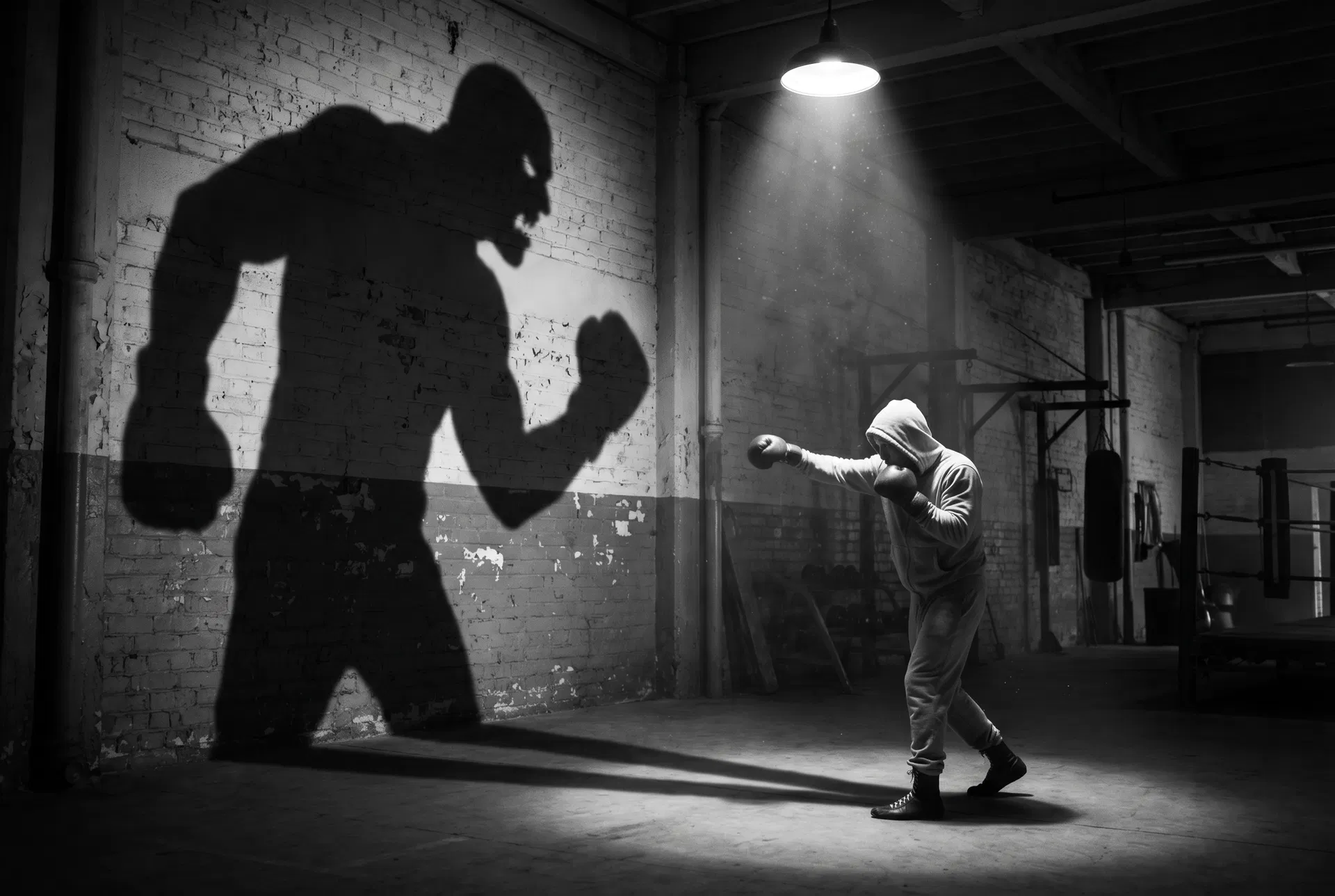 Shadowboxing — the fighter and his shadow