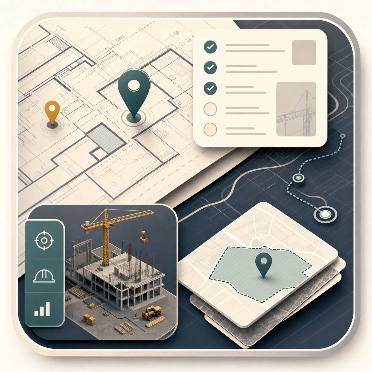 Site Manager App abstract interface illustration