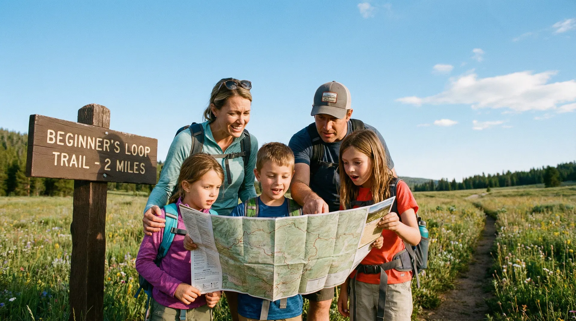 Family on their first hike together