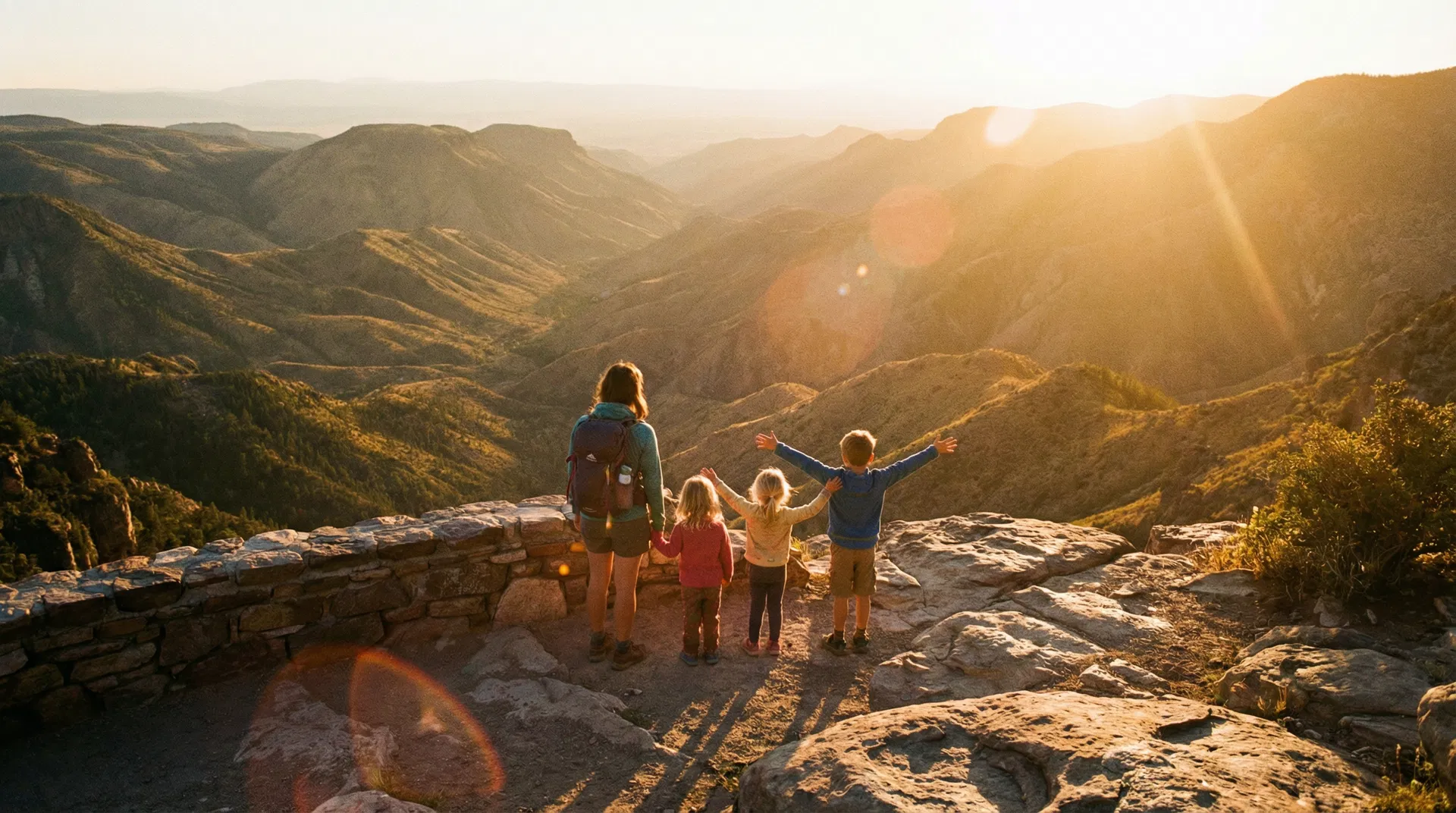 Family exploring a national park