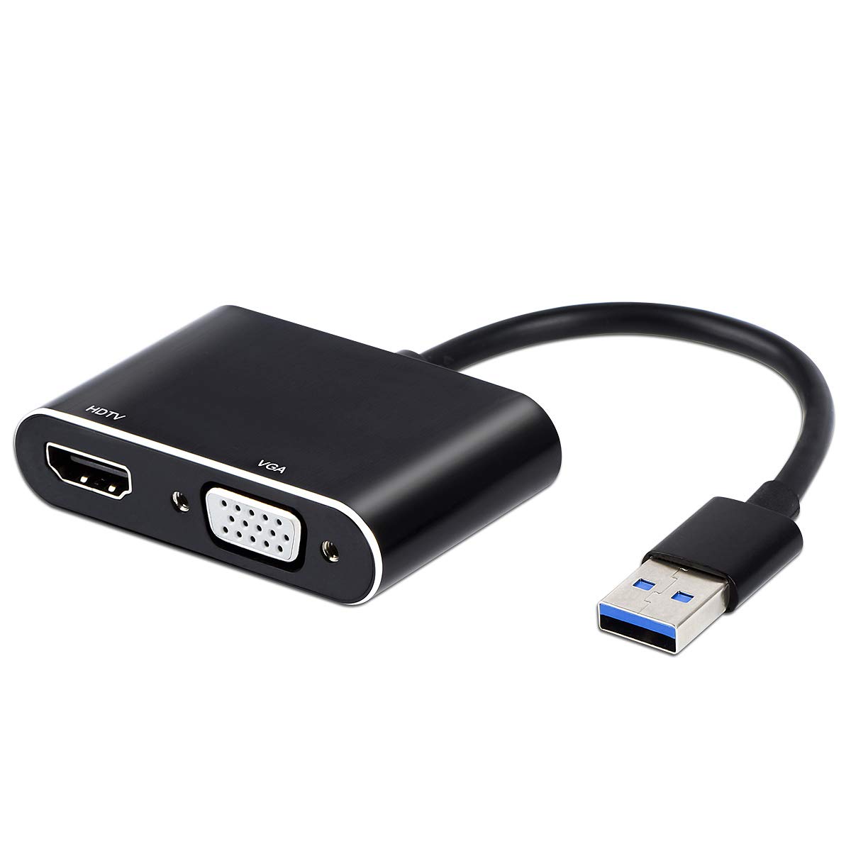 USB to HDMI VGA Adapter USB 3.0 to HDMI Converter 1080P HDMI and VGA Sync Output Support Windows 10/8/7 Only Black