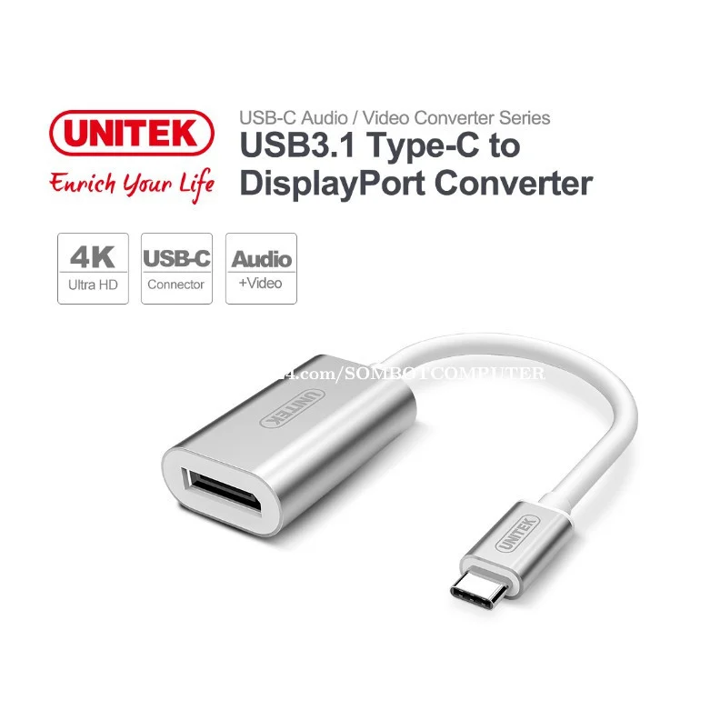 Type-C to DP (4K) Converter Unitek Y-6317 by UNITEK - Buy online at Sombot Computer
