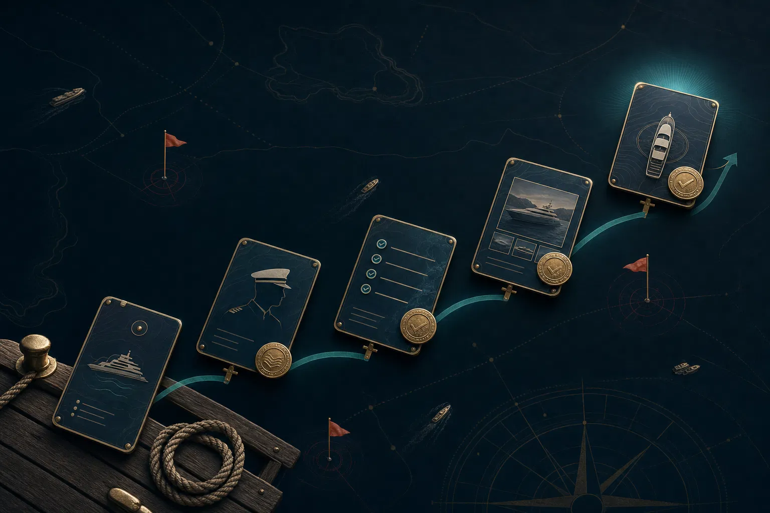 Abstract yacht charter operational workflow