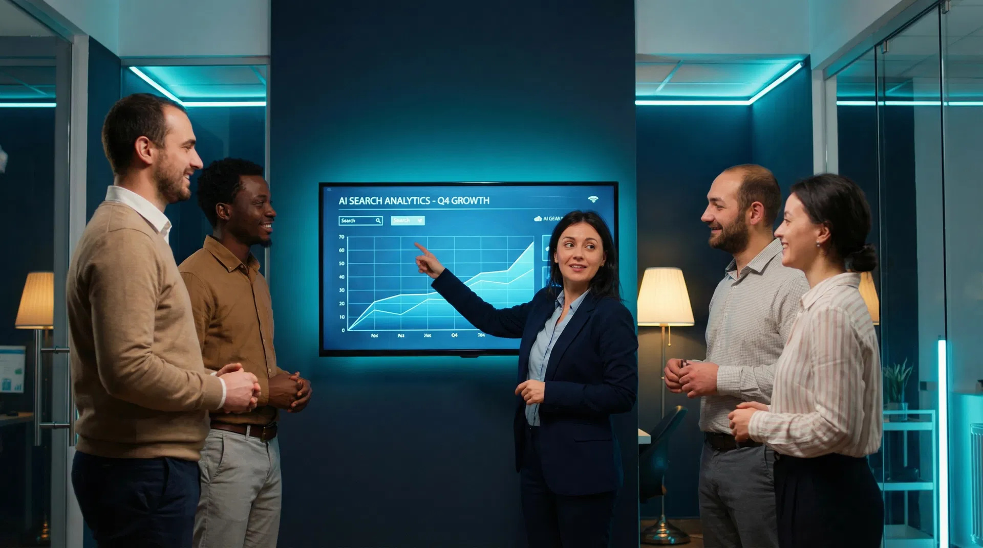 Our team of AI search optimization experts analyzing growth results