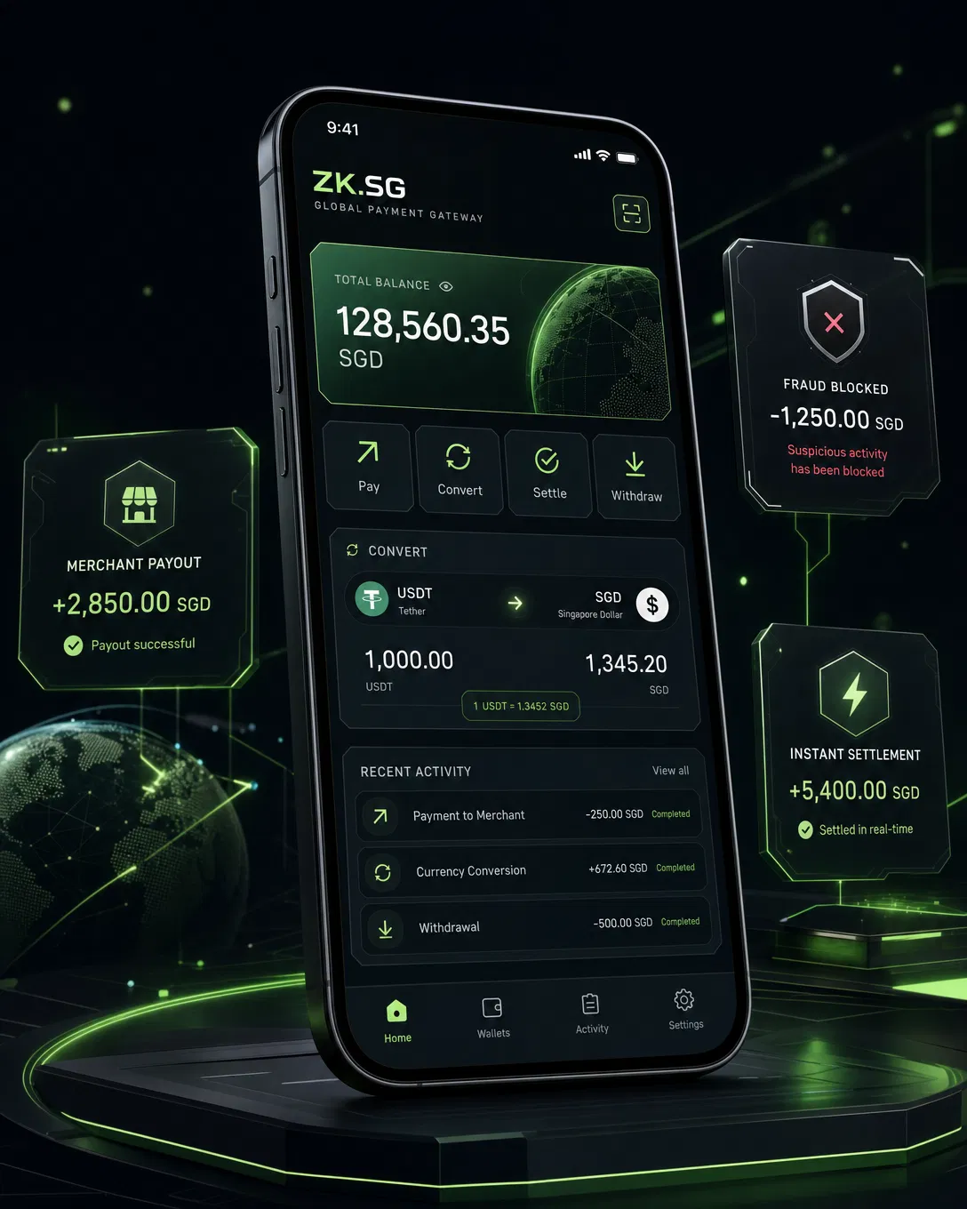 ZK.SG mobile wallet interface