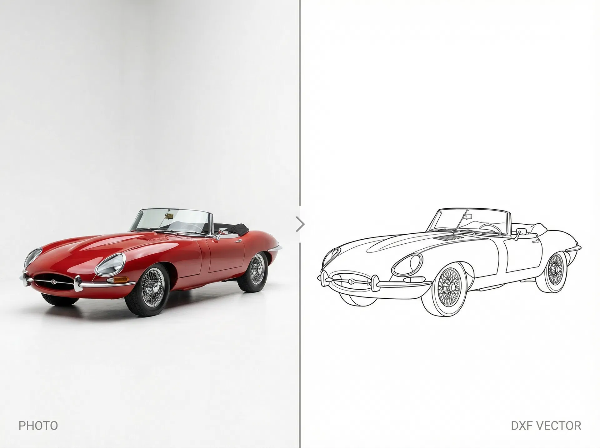 Classic car photo to DXF vector