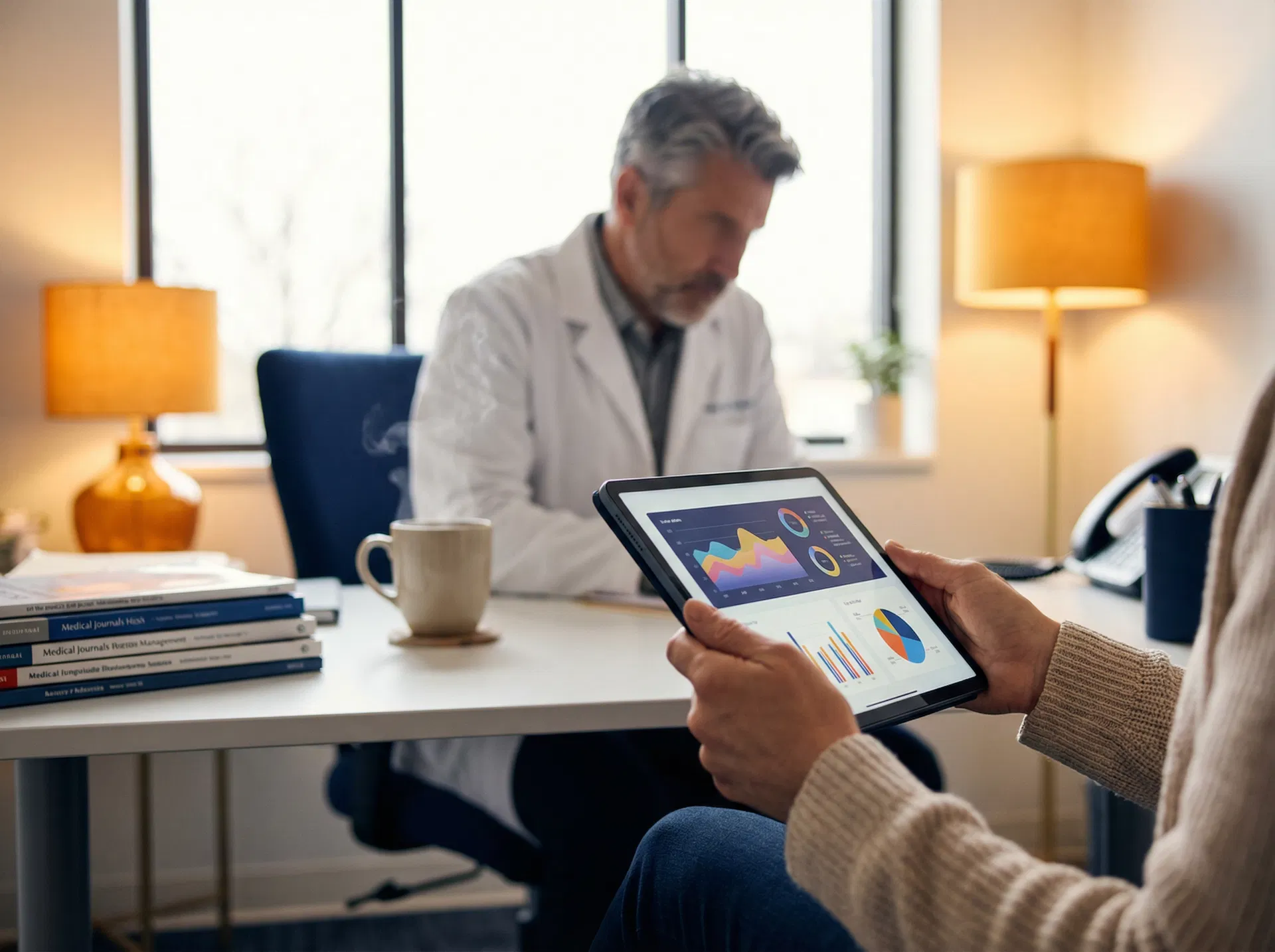 Physician reviewing lab results