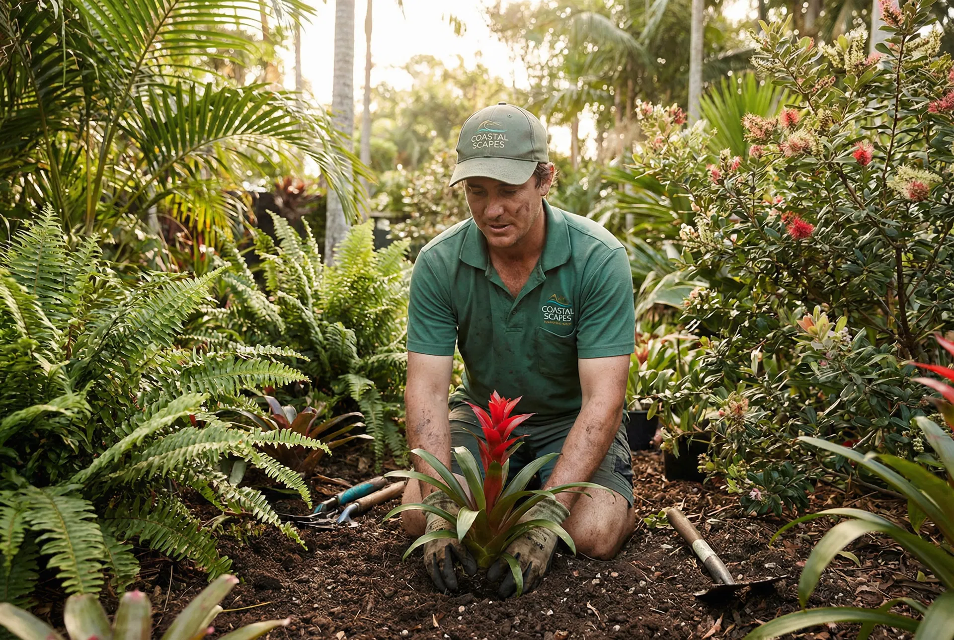 Built Green team member working in a garden