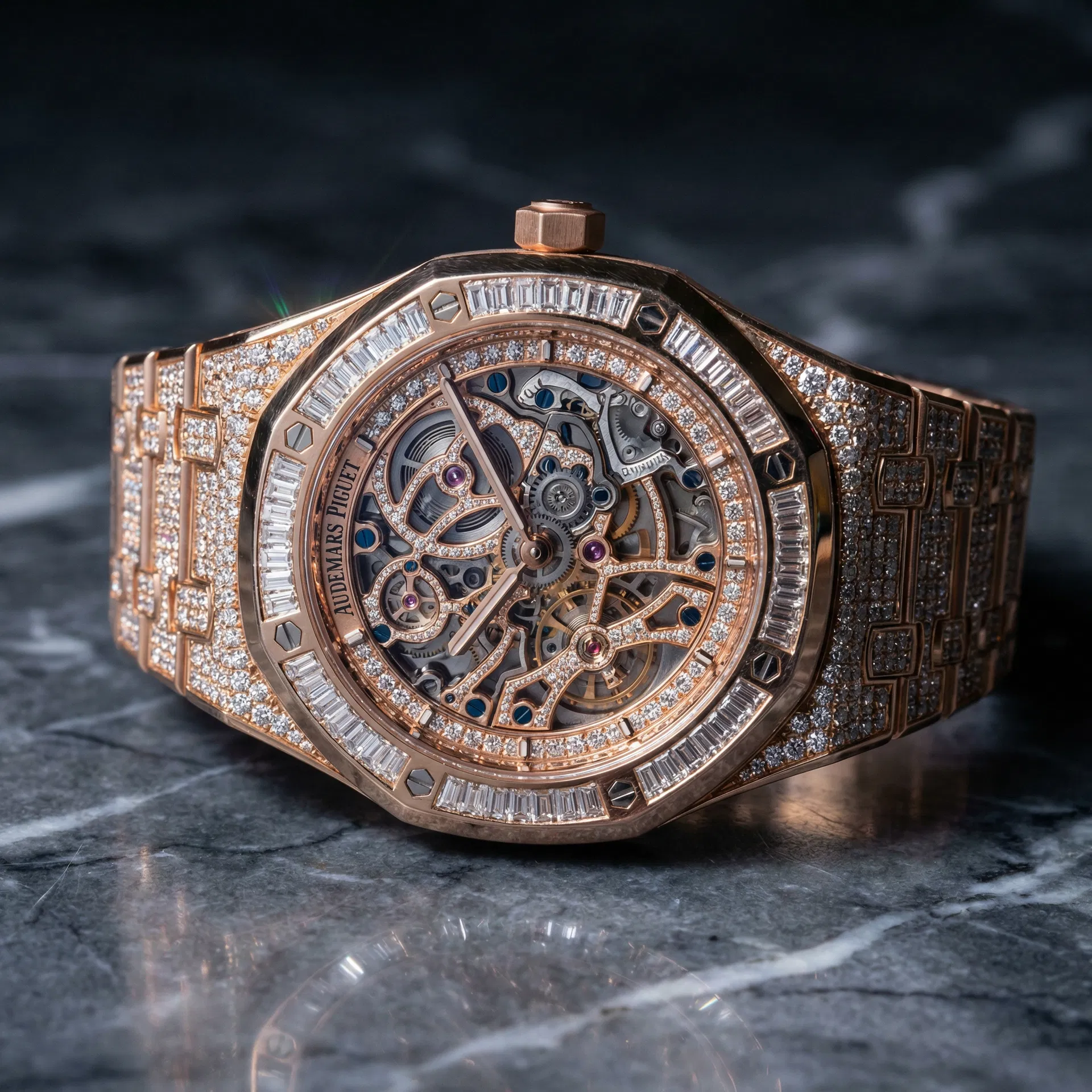 Audemars Piguet Royal Oak Skeleton 41mm | Rose Gold | Baguette Diamond