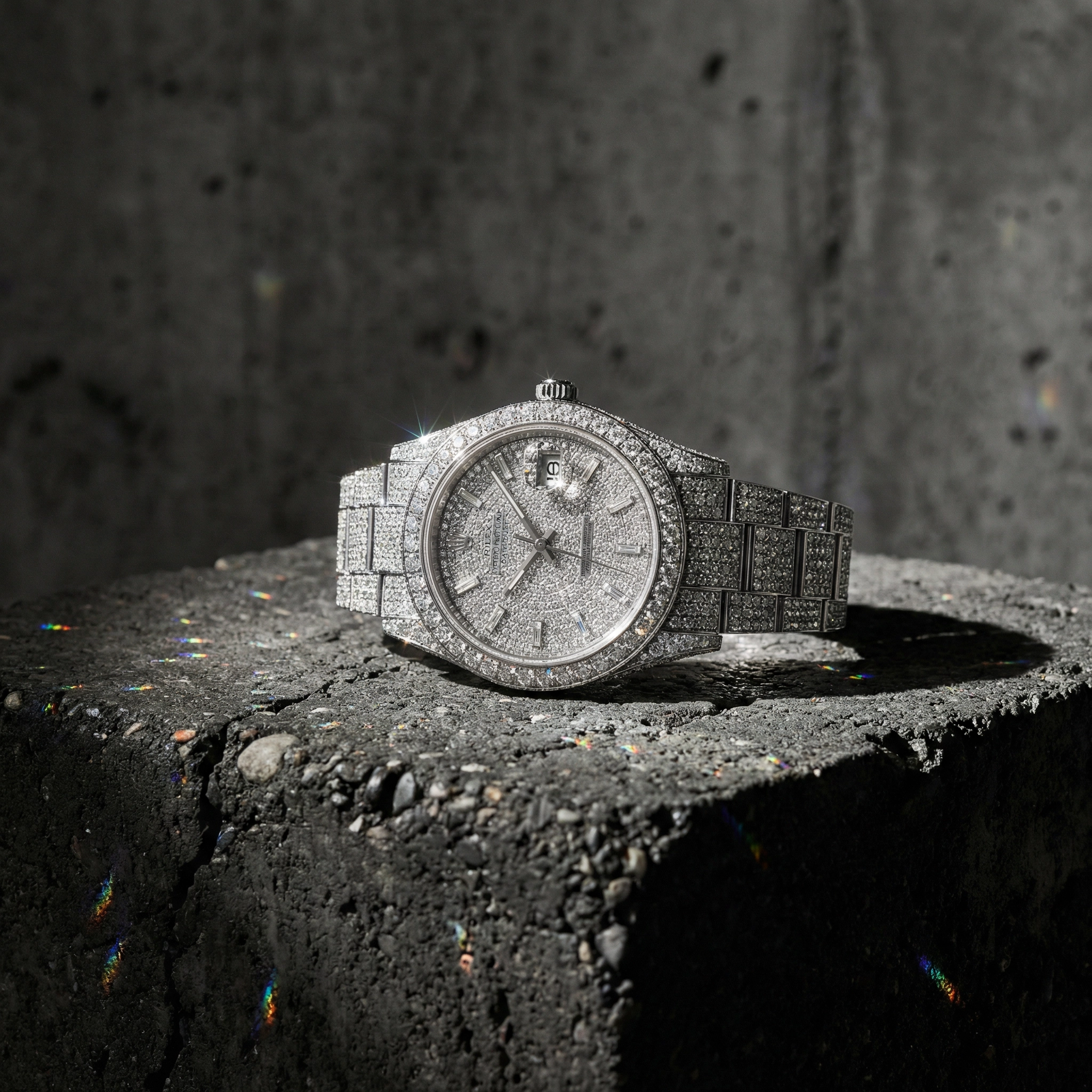 Bust down watch on concrete