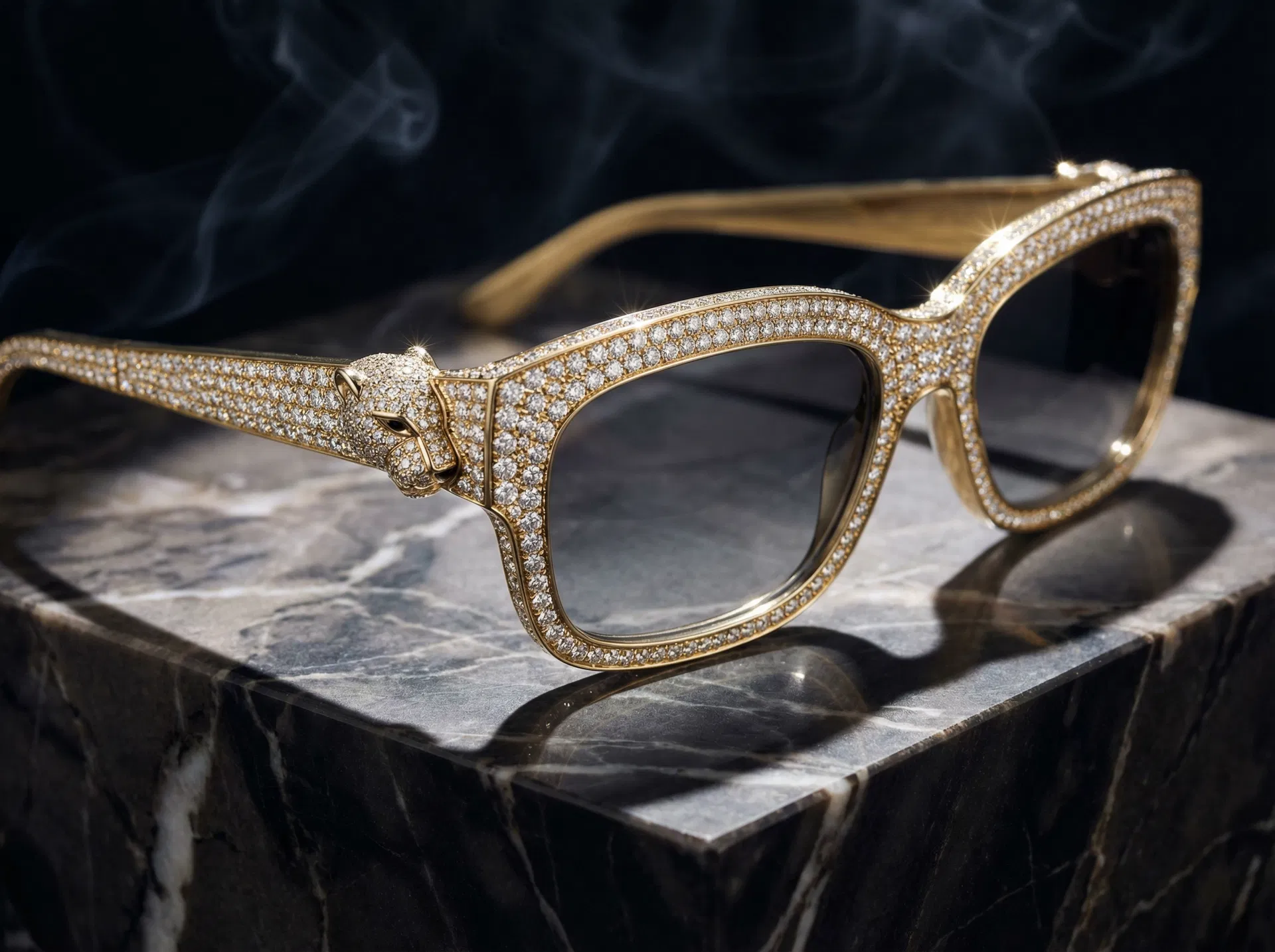 Cartier Panthère Sunglasses | 18K Gold | Full Diamond Bust Down