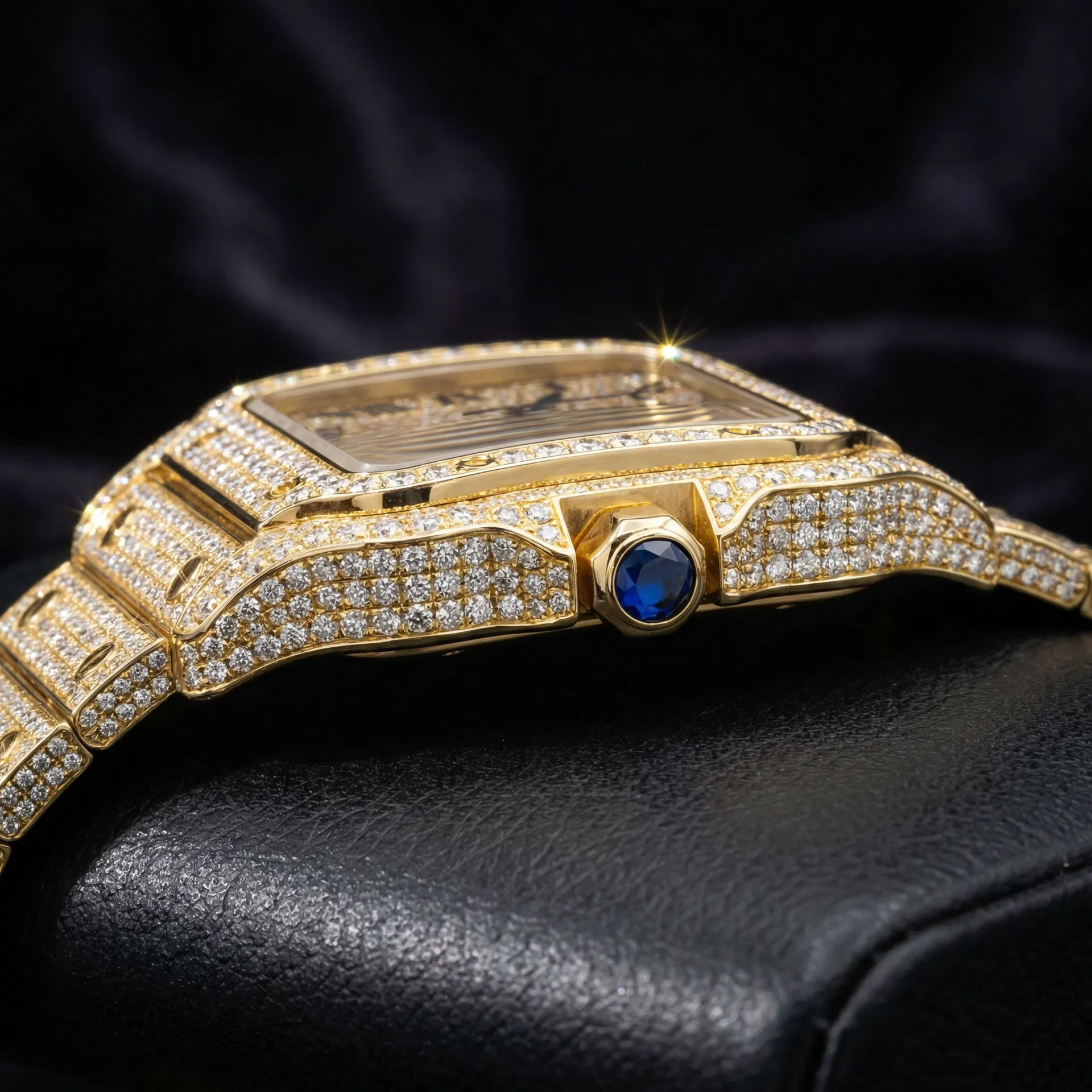 Cartier Santos 40mm | 18K Yellow Gold | Full Diamond Bust Down
