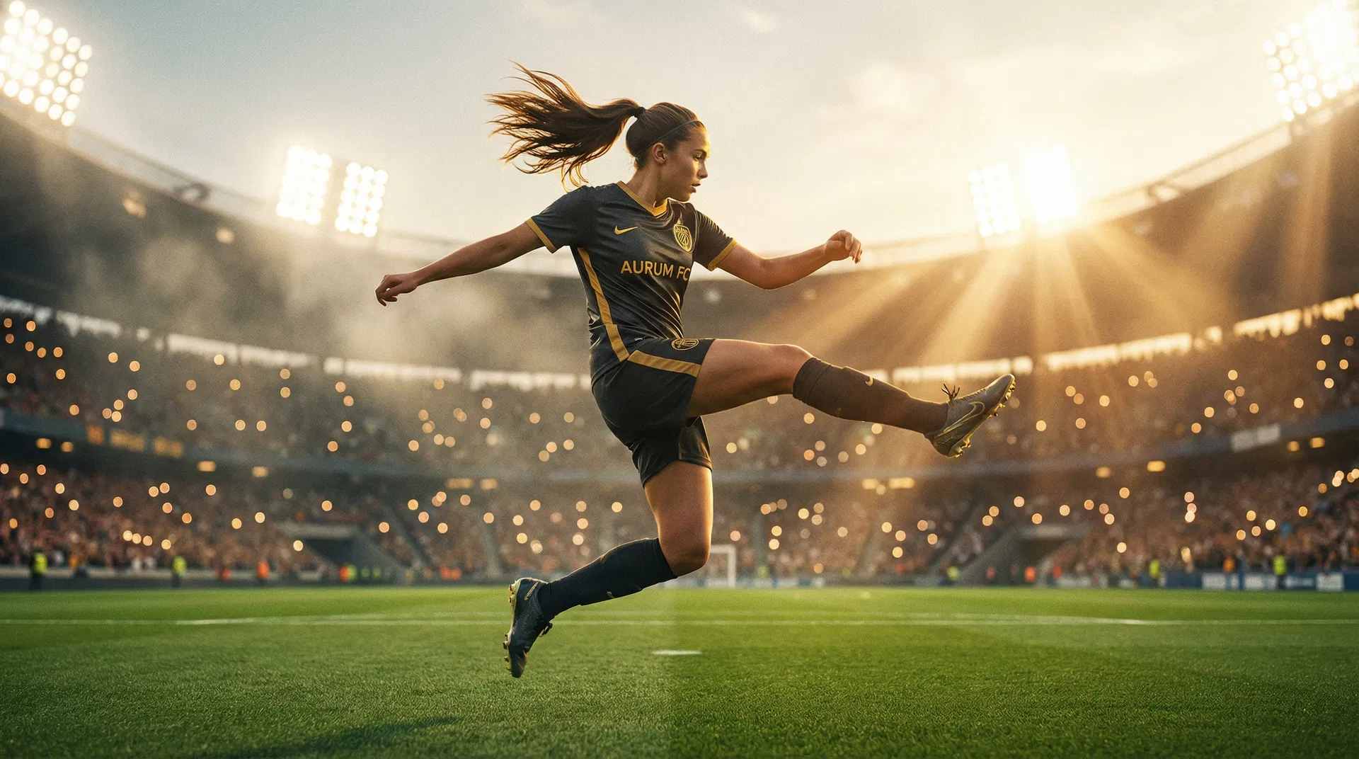 Jugadora de fútbol femenino en acción