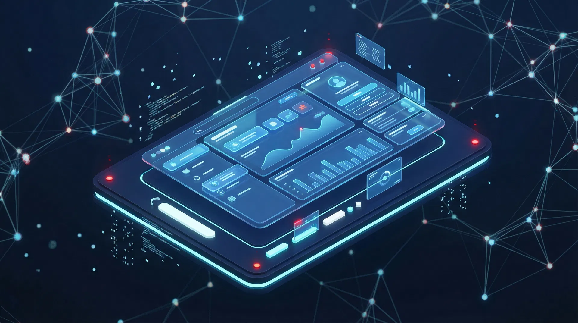 AI system dashboard interface showing analytics and automation controls
