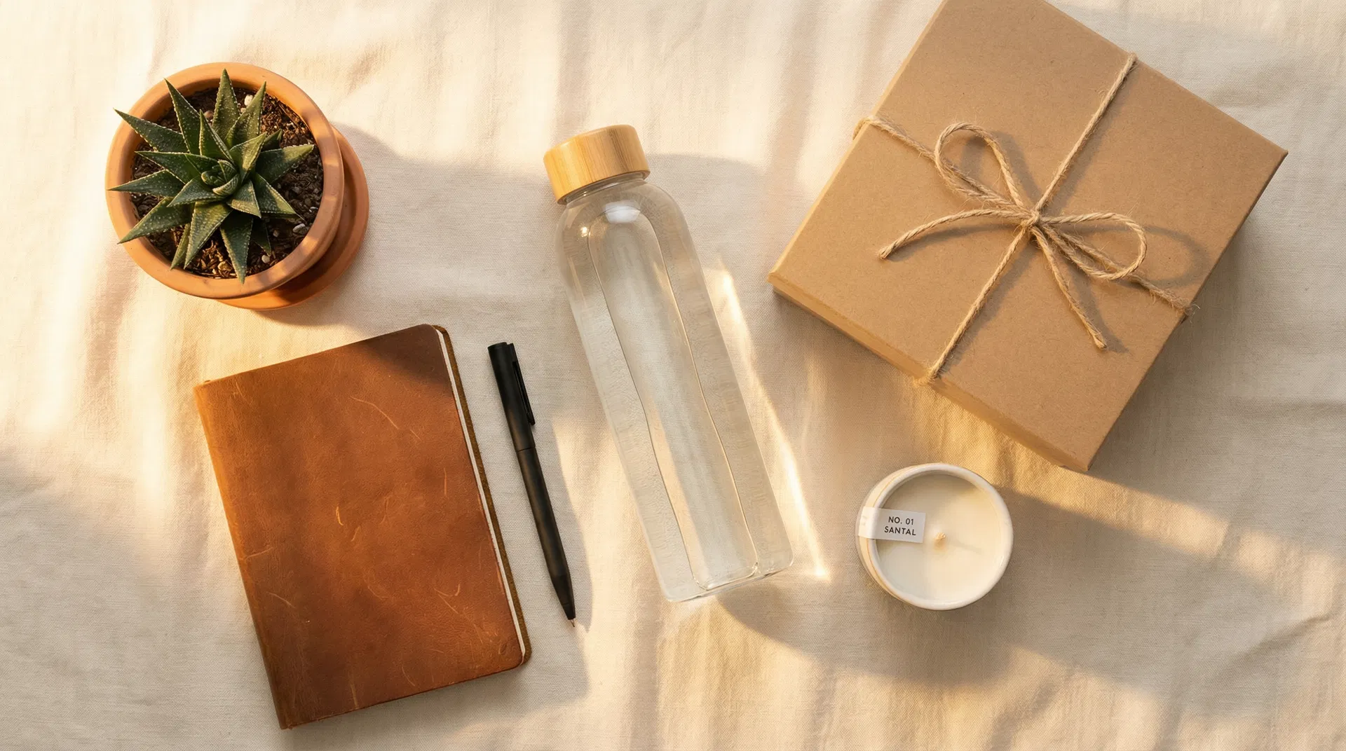 Cubicle Caviar premium desk gift kit — warm editorial flat lay