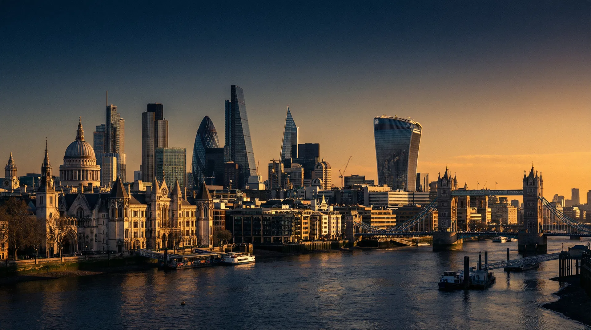 London skyline at golden hour