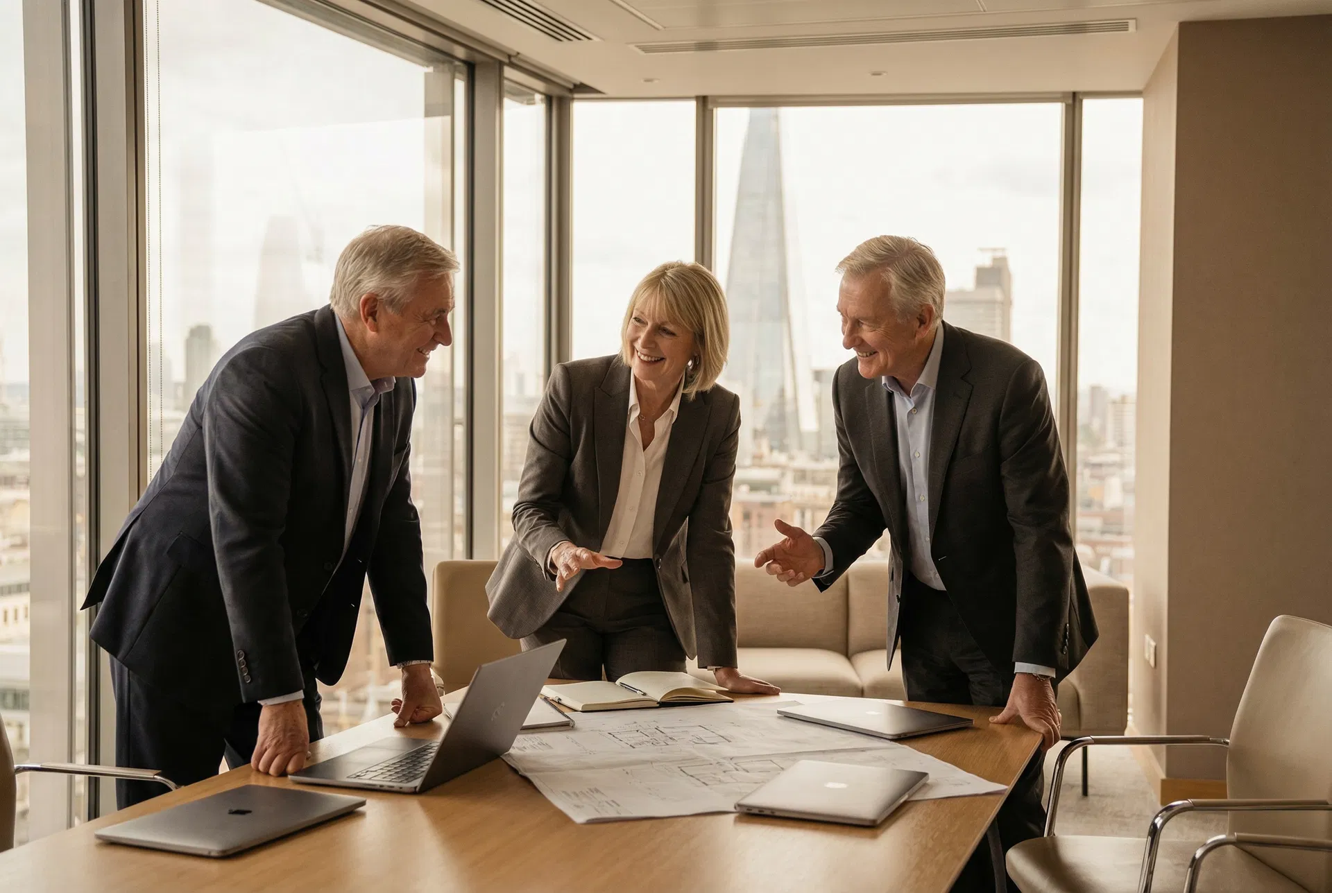 Senior marketing professionals in a collaborative strategy meeting