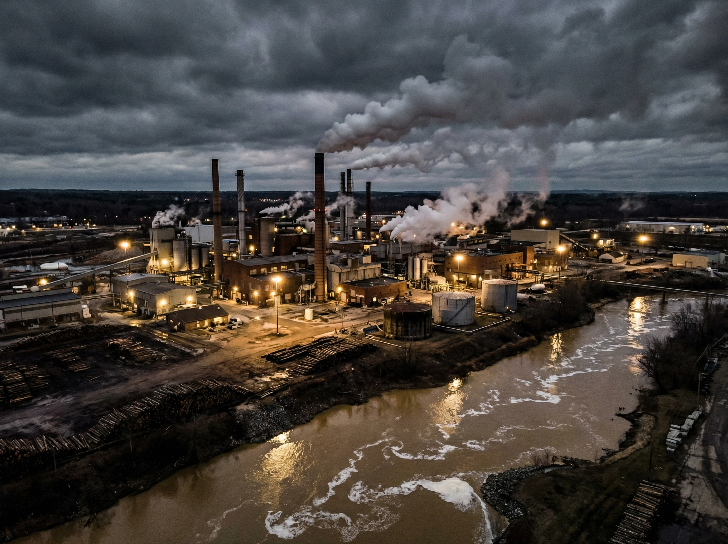 Industrial paper mill pollution