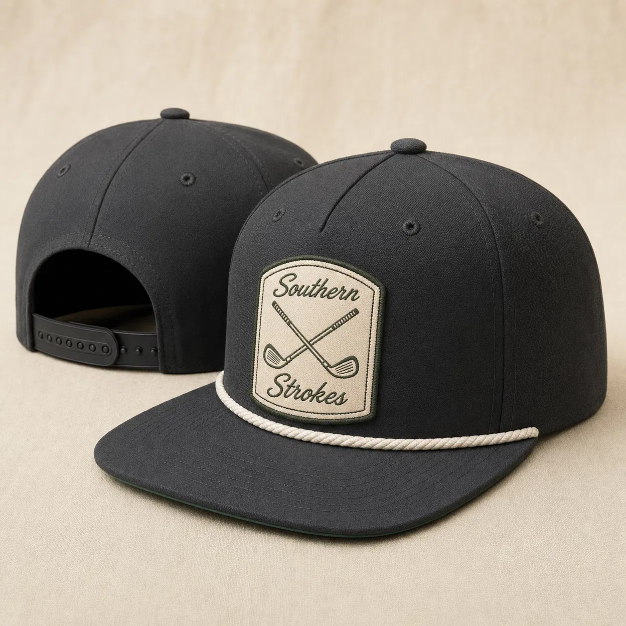 Crest Snapback — Charcoal / White