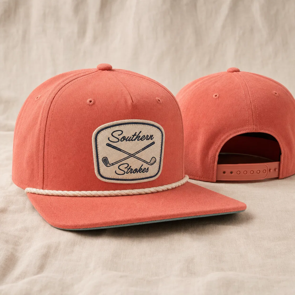 Crest Snapback — Coral / Cream