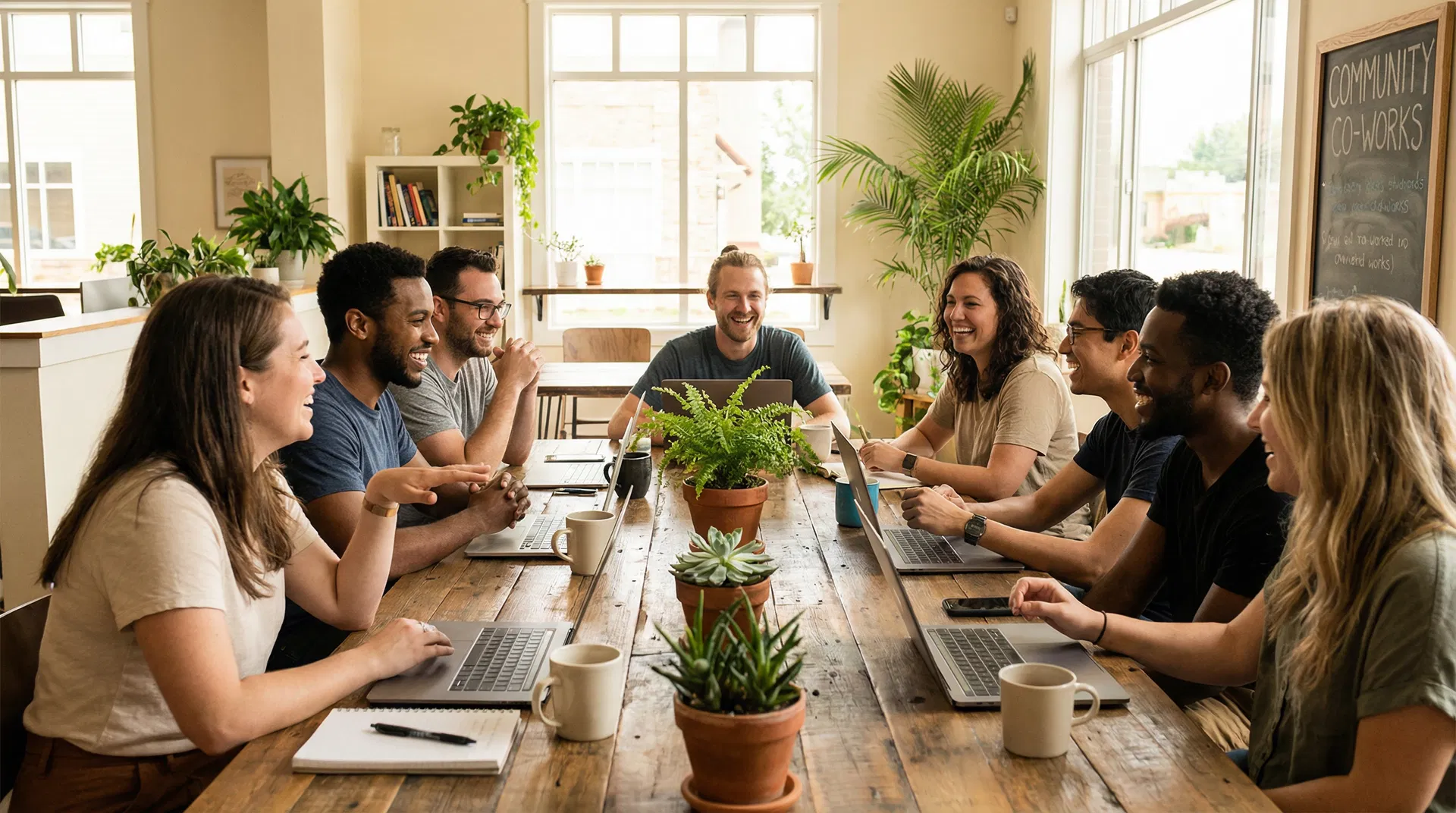 Small business owners collaborating around a table