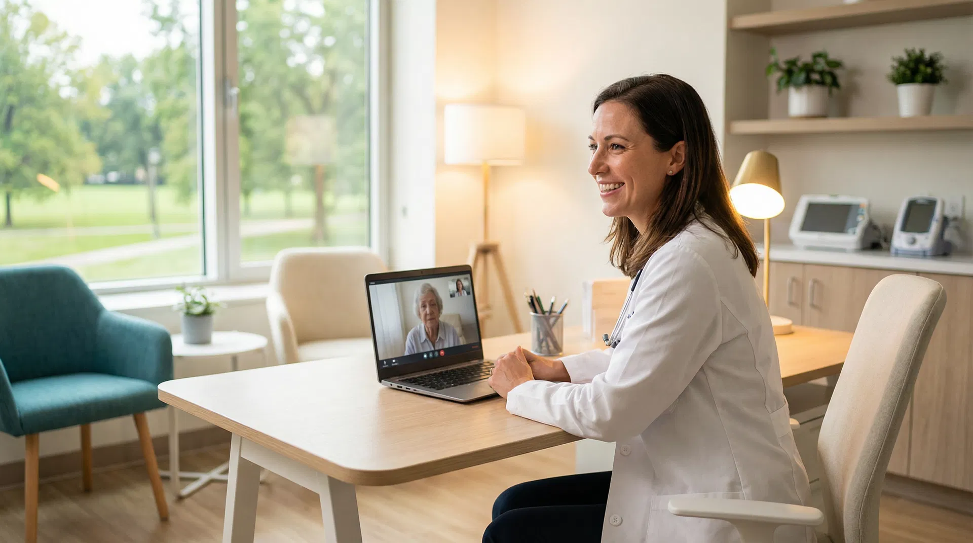 Doctor conducting telemedicine consultation