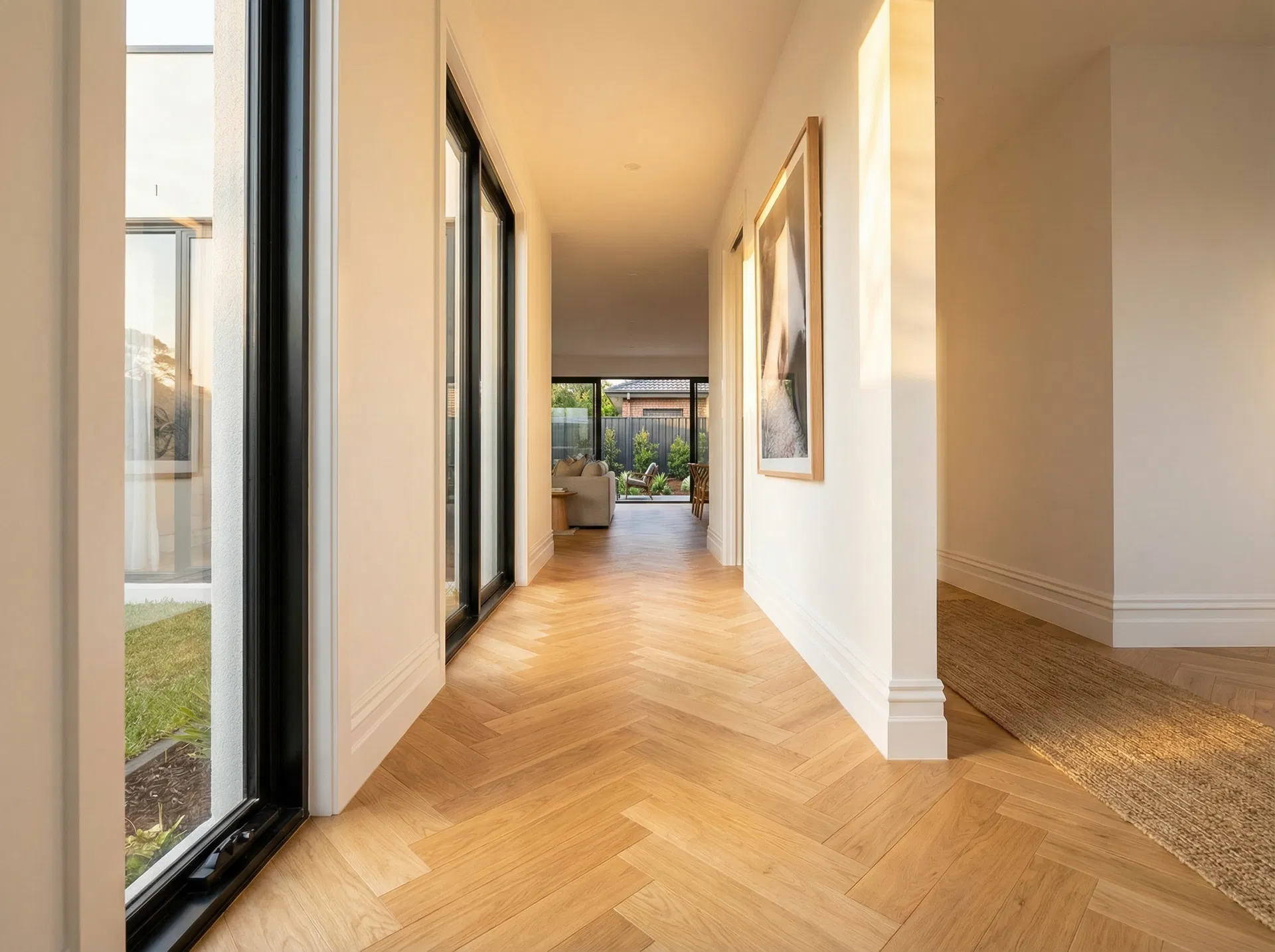 Herringbone parquetry hallway