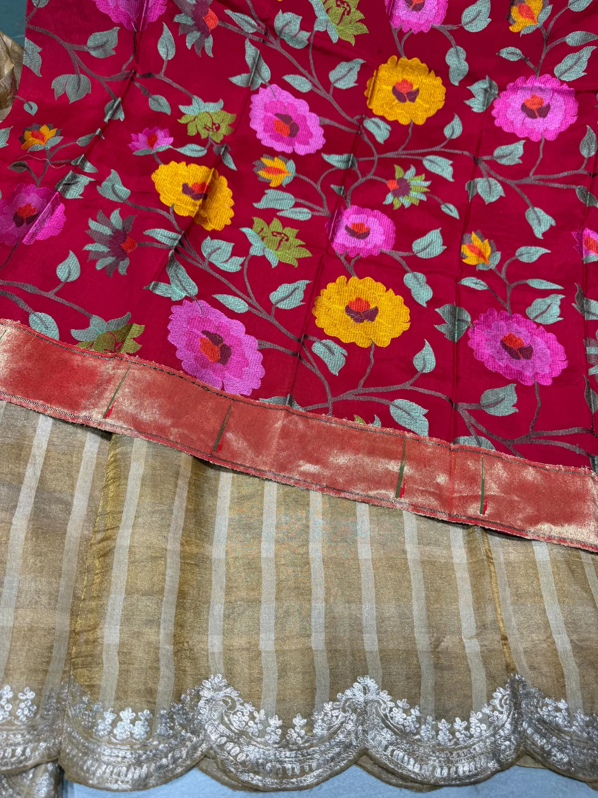 Banarasi Tissue Saree with Fusion Blouse — Image 5