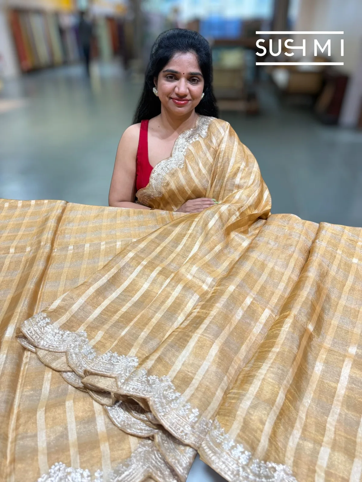 Banarasi Tissue Saree with Fusion Blouse