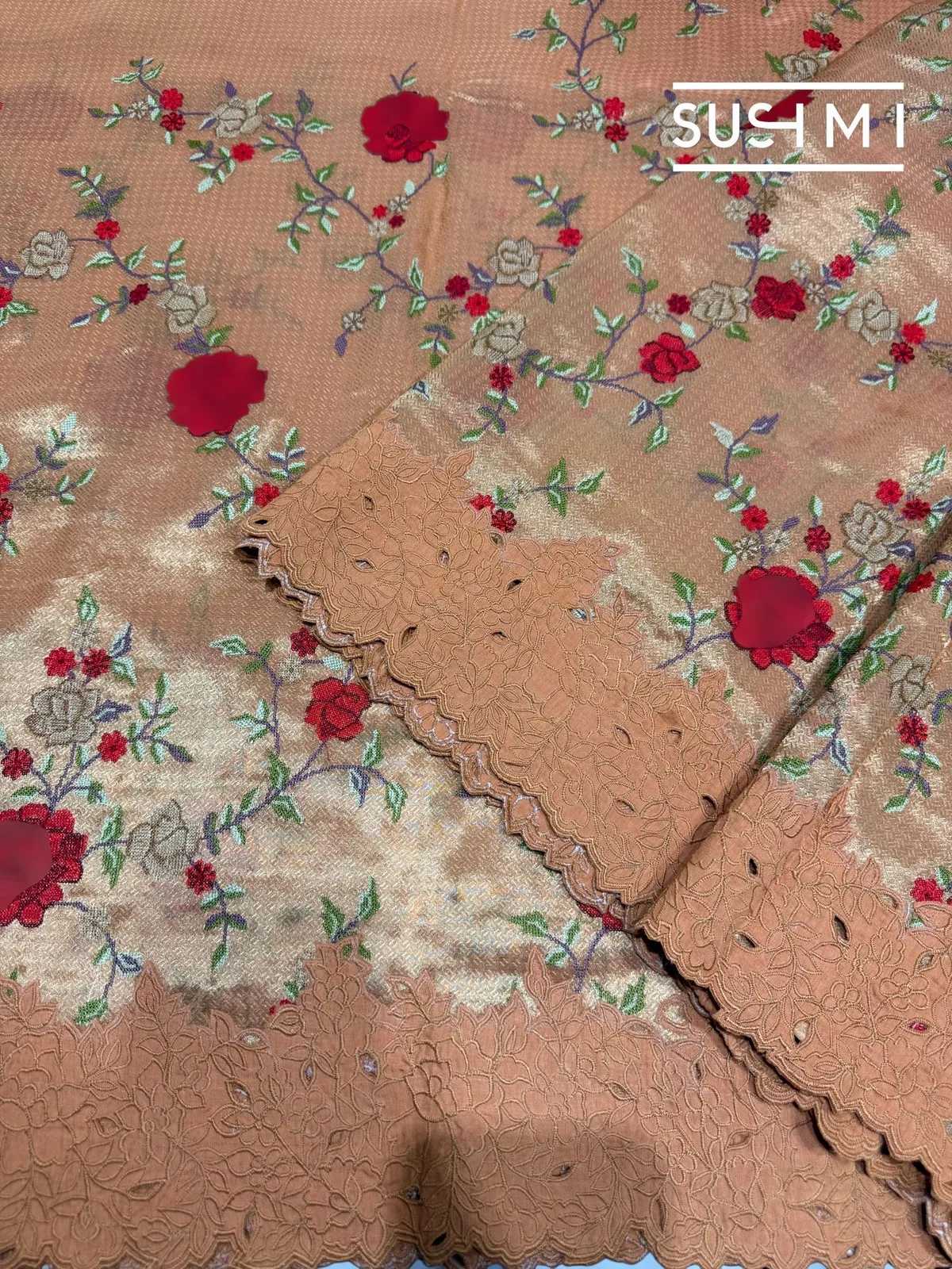 Banarasi Tissue Saree with petite point embroidery — Image 5