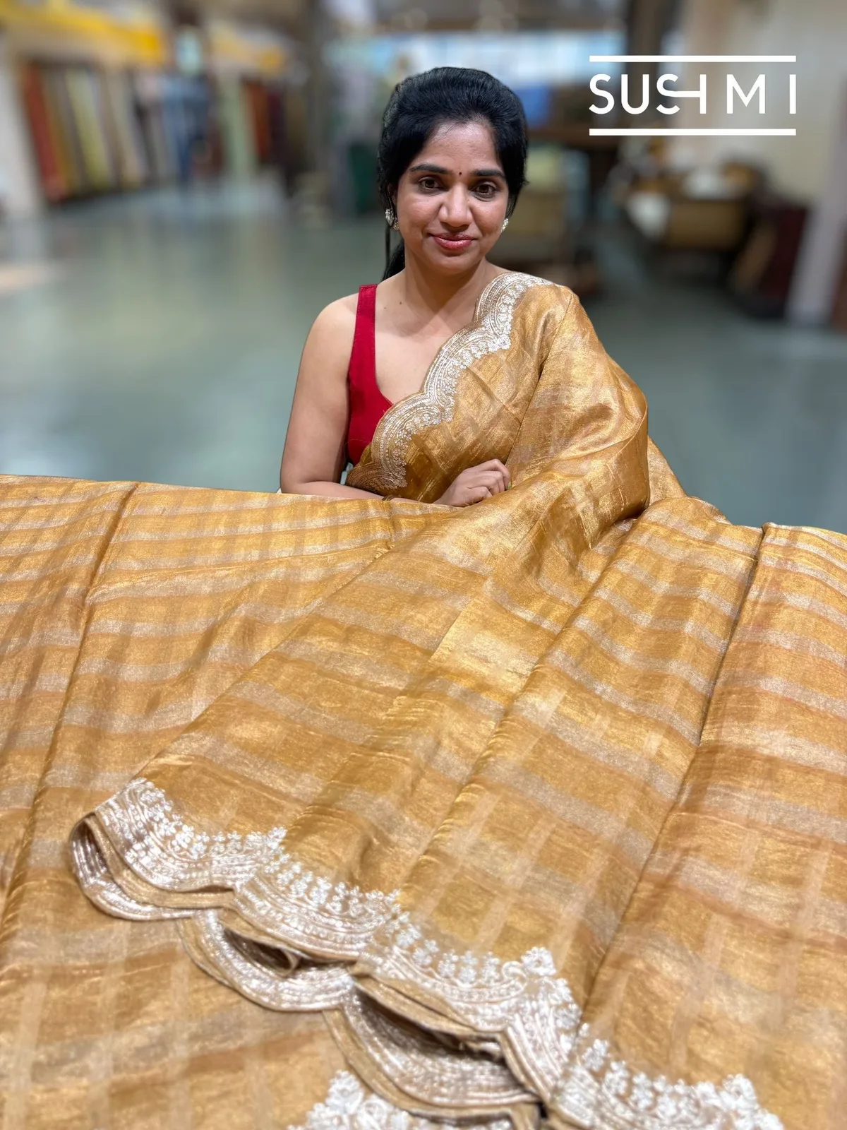 Banarasi Tissue Saree with Fusion Blouse